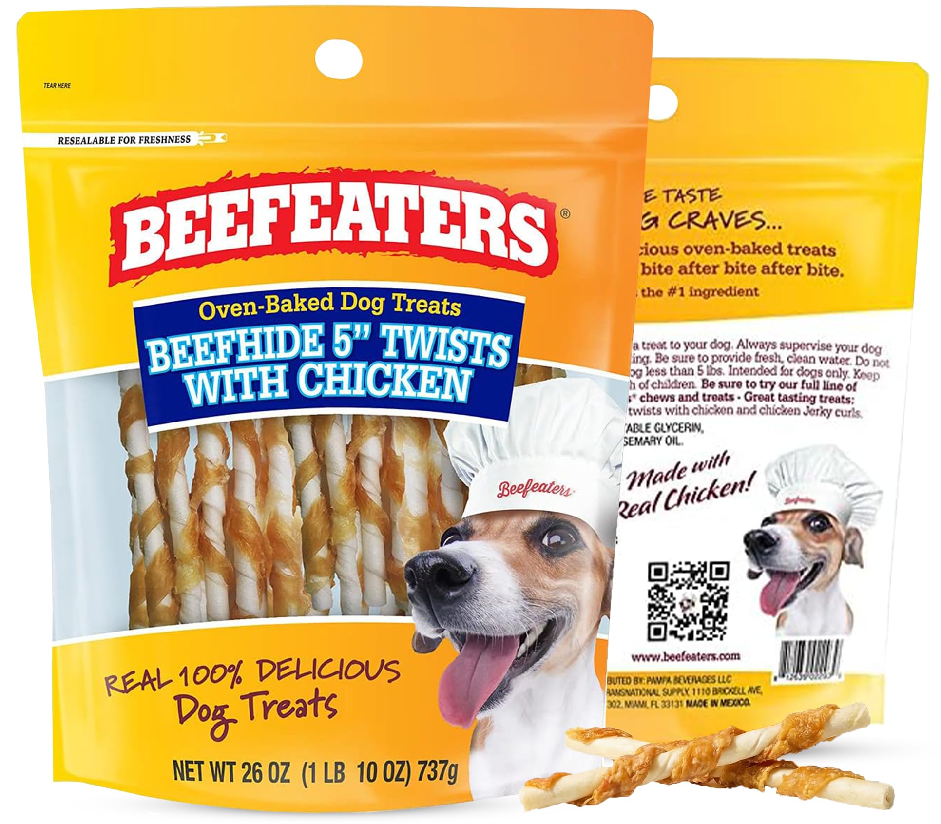 Beefeaters Beefhide 5in Twist with Real Chicken, 26oz - Protein-Rich Dog Treats for Clean Teeth, Ideal for Training & All Dog Si