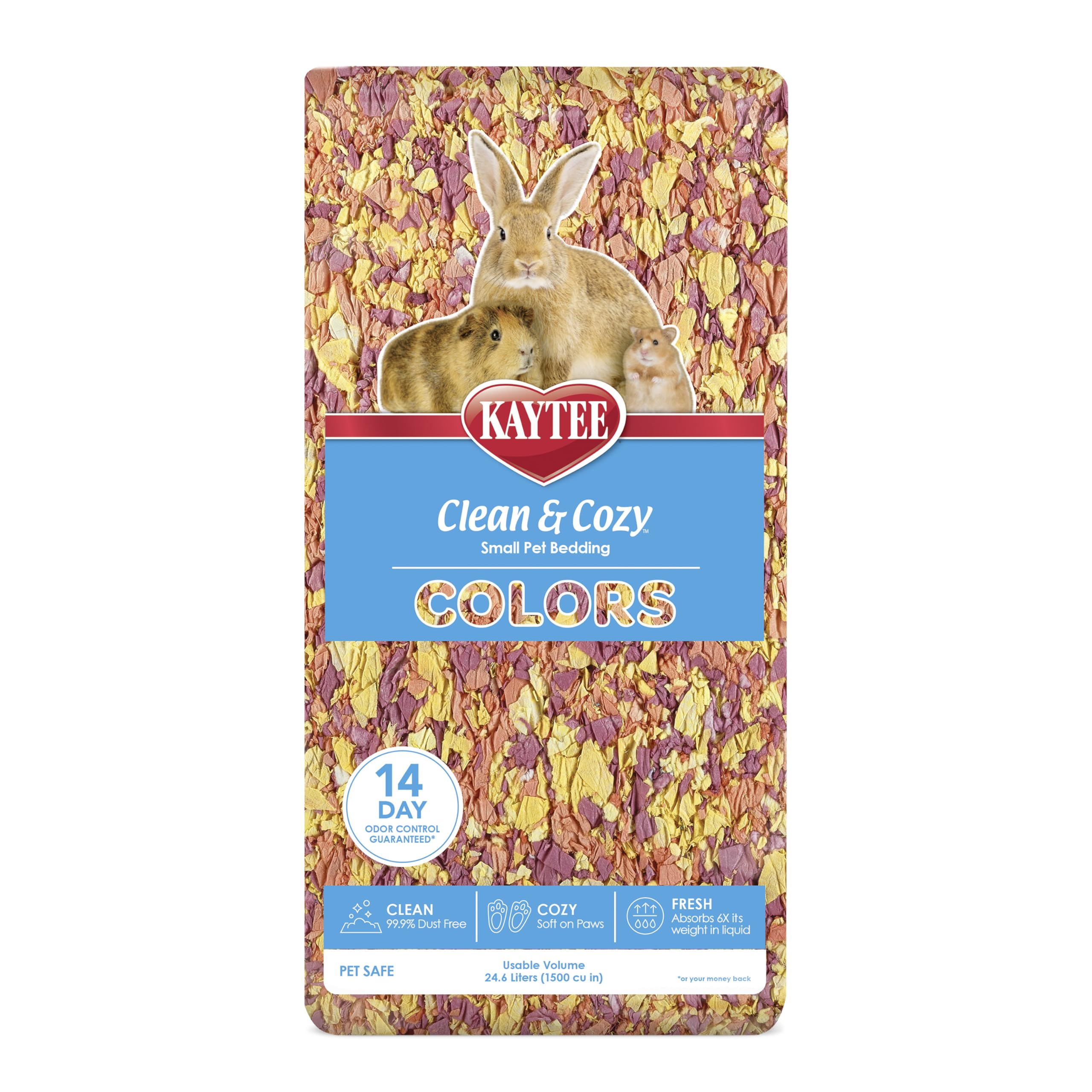 Kaytee Clean & Cozy Colors, Small Animal Bedding With Extreme Odor Control, Sunset, 24.6 Liters