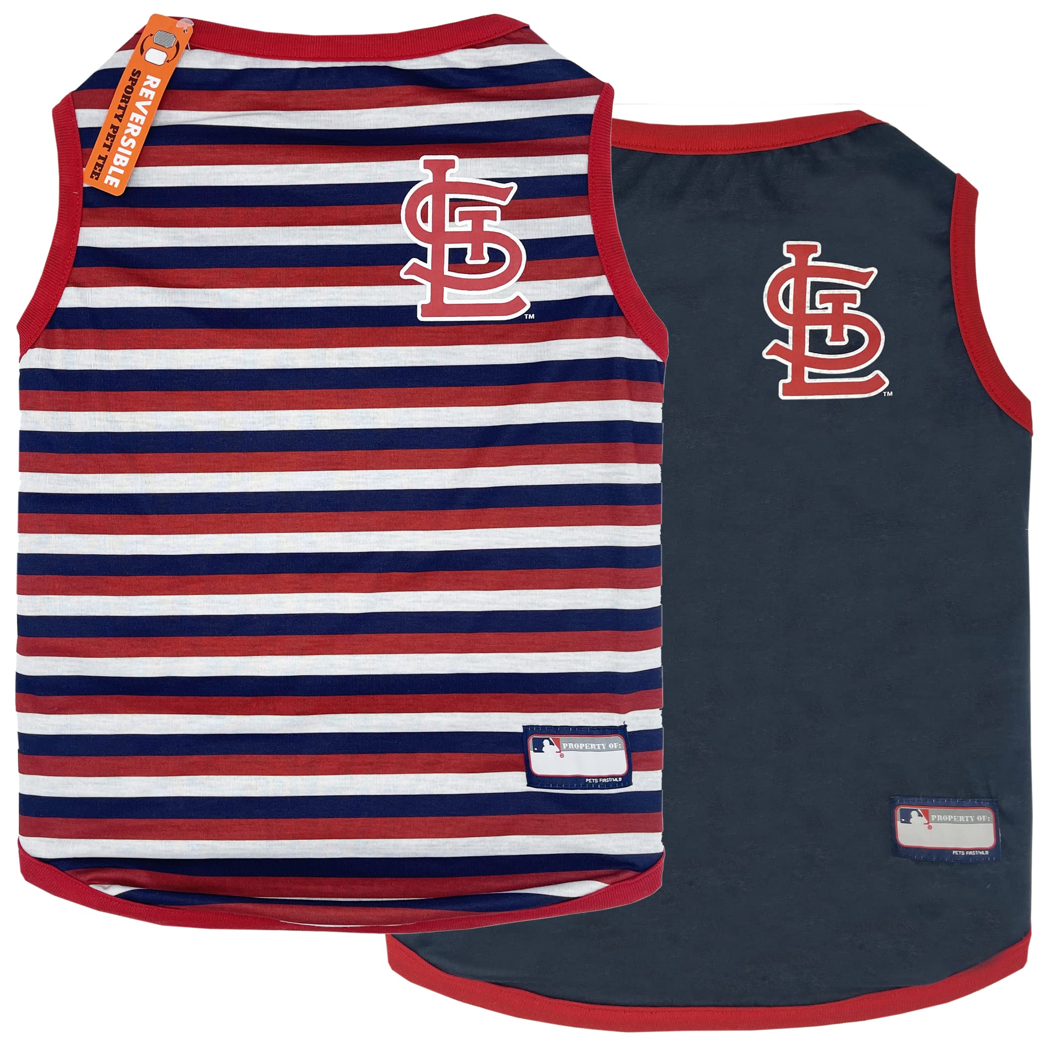 Pets First Mlb St Louis Cardinals Reversible T-Shirt, Large For Dogs & Cats. A Pet Shirt With The Team Logo; Stripe Tee Shirt On
