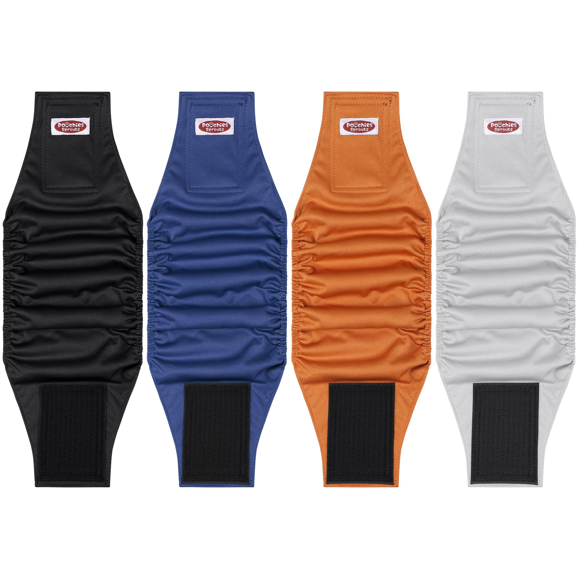 Poochies Sprouts Washable Belly Bands For Male Dogs (Pack Of 4), Dog Belly Band Male, Male Dog Diapers Reusable, Washable Dog Be