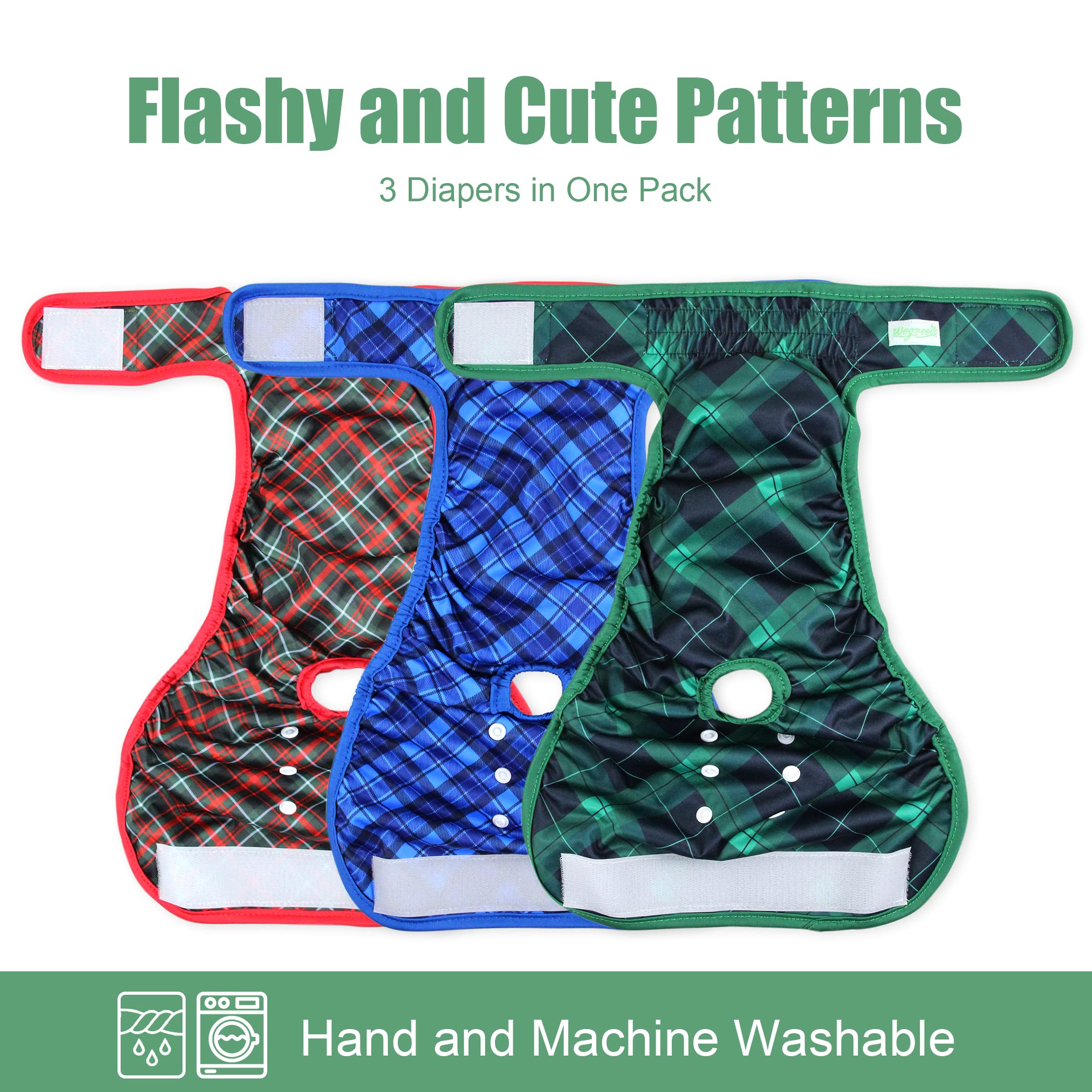 wegreeco Washable Dog Diapers (3 Pack), Highly Absorbent Dog Diapers for Female Dogs, Female Dog Diapers for Dogs in Heat, Incon