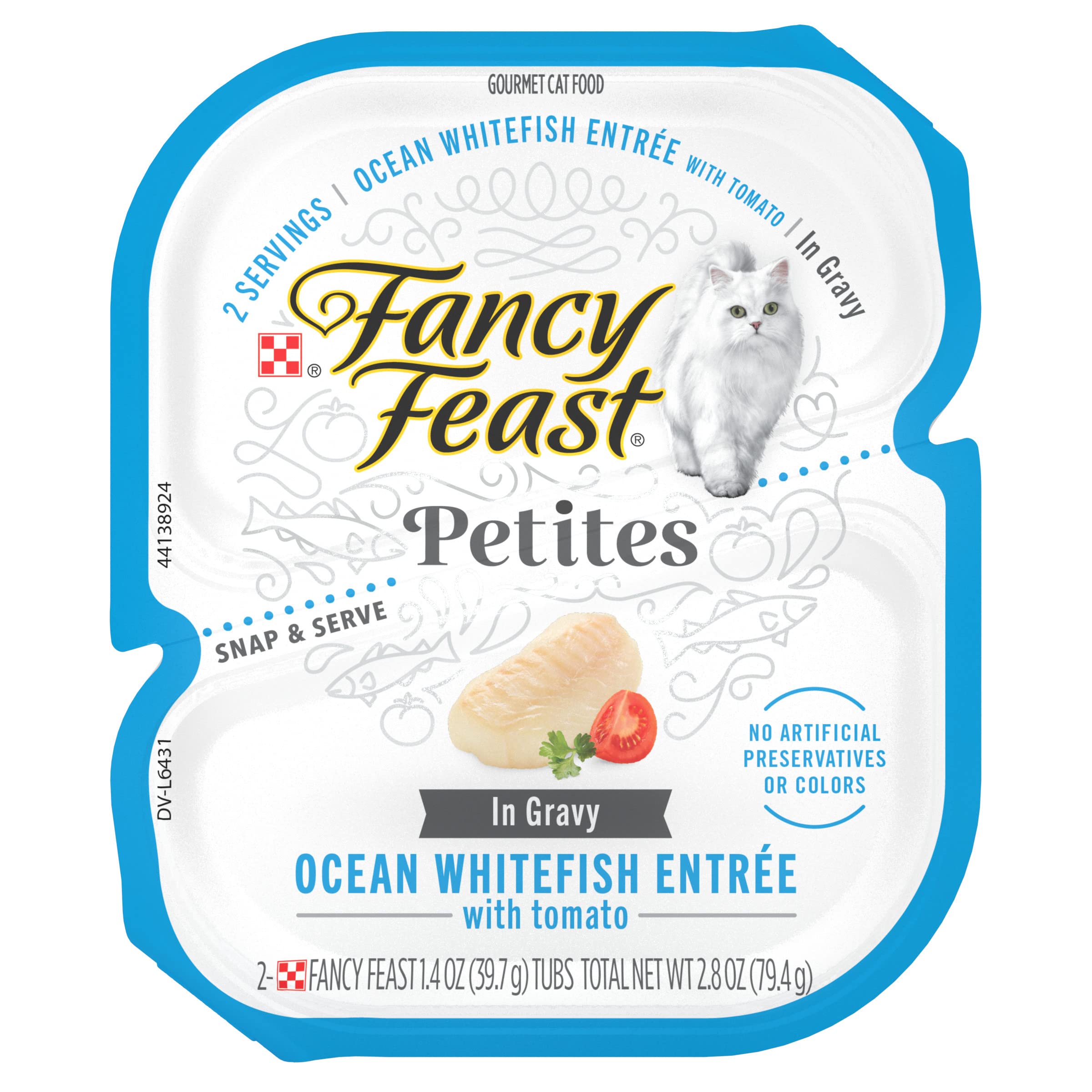 Purina Fancy Feast Gourmet Gravy Wet Cat Food, Petites Ocean Whitefish With Tomato Entree - (Pack of 12) 2.8 oz. Tubs