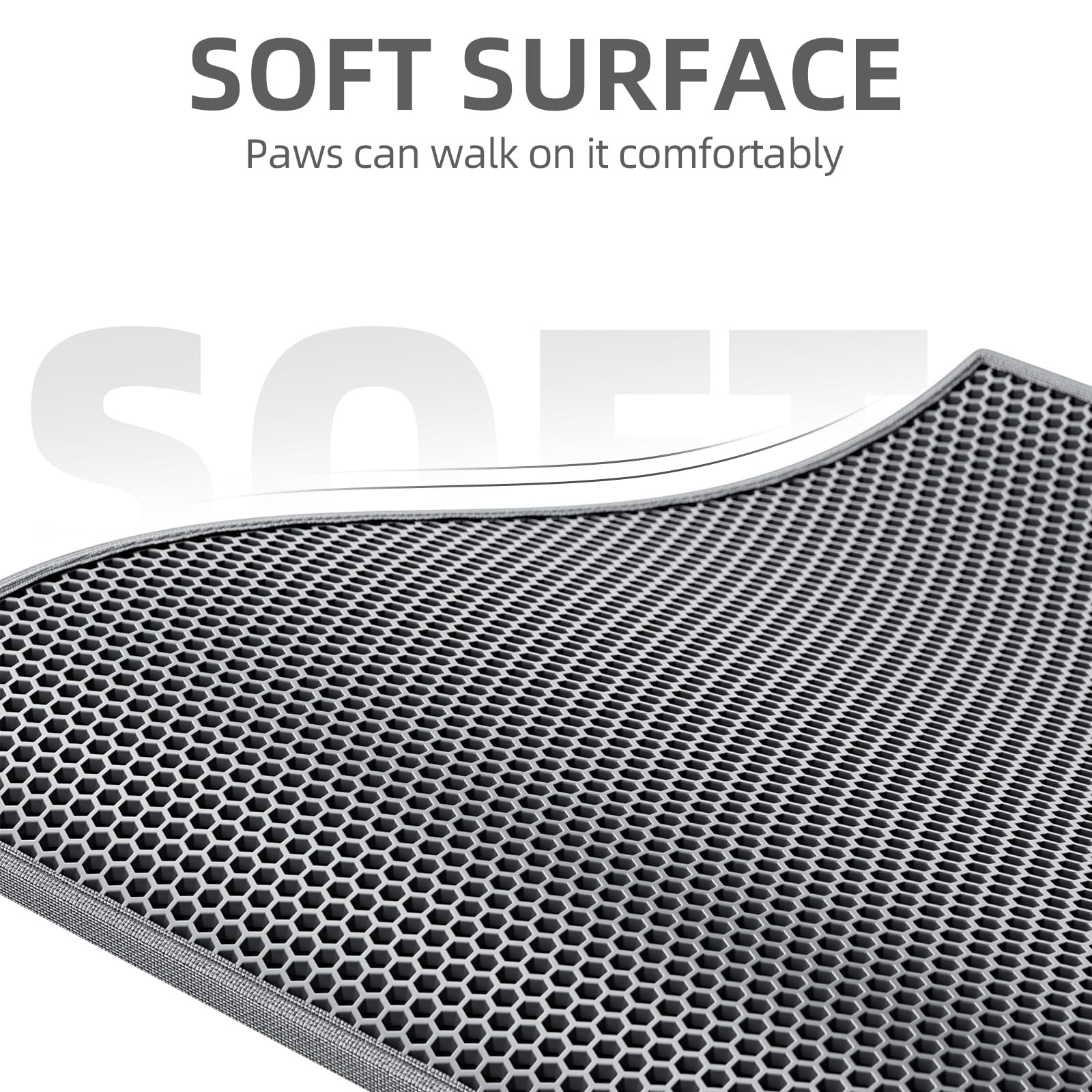 Esthello Cat Litter Mat Large, Cat Litter Trapping Mat, Honeycomb Double Layer Design, Easy To Clean,Washable (30 X 24 Gray