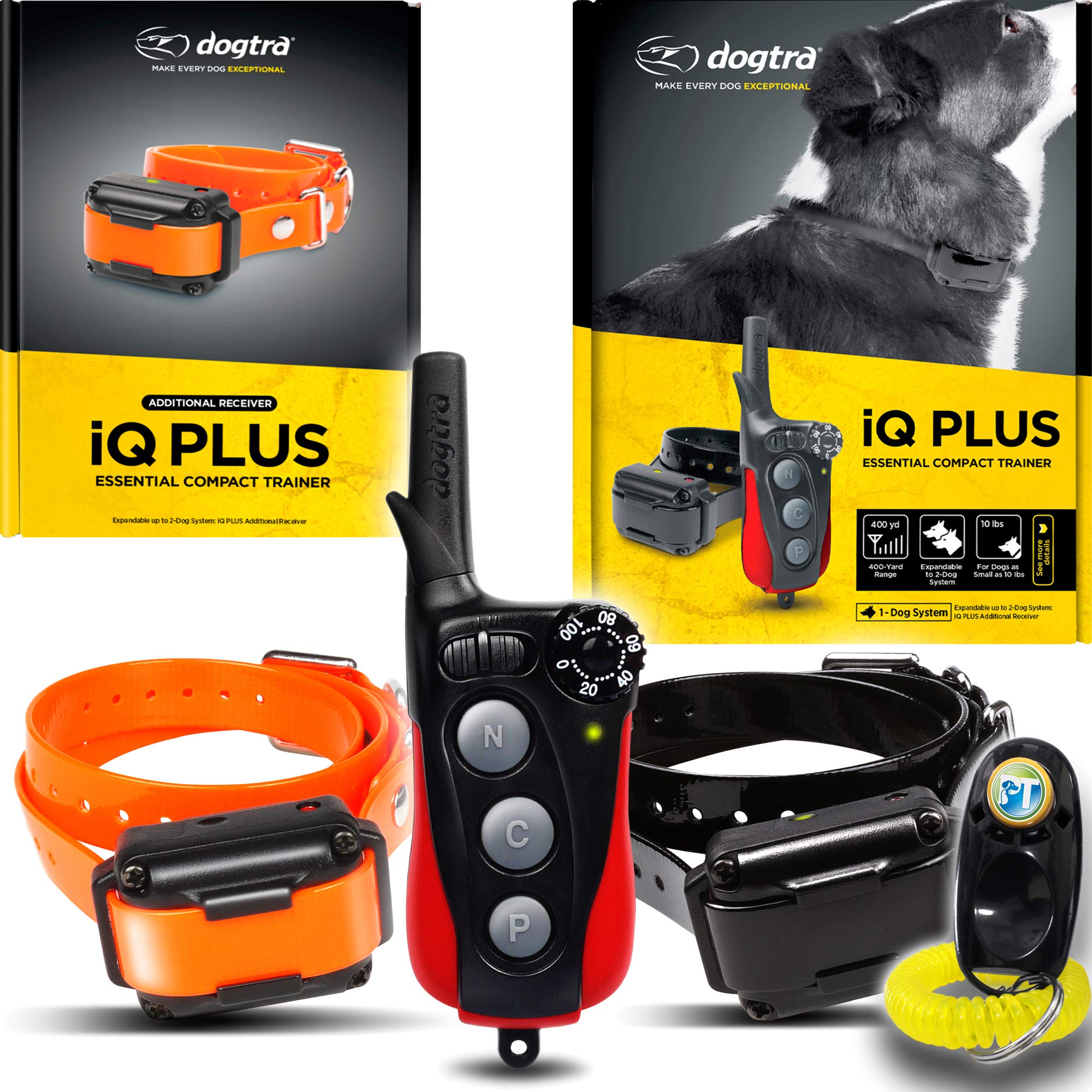 Dogtra Iq Plus+ 2-Dogs Remote Training System - 400 Yard Range, Waterproof, Rechargeable, Static, Vibration - Includes Petstek D