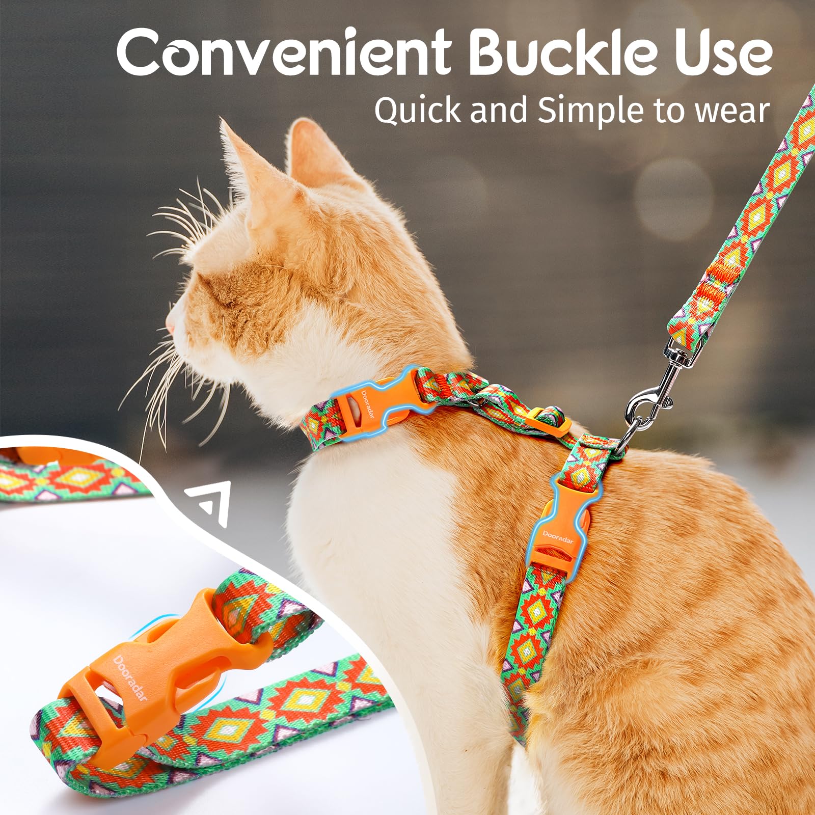 Dooradar Cat Harness And Leash, Escape Proof Adjustable Kitten Vest, Lightweight Soft Pet Straps, Easy Wearing For Small Medium