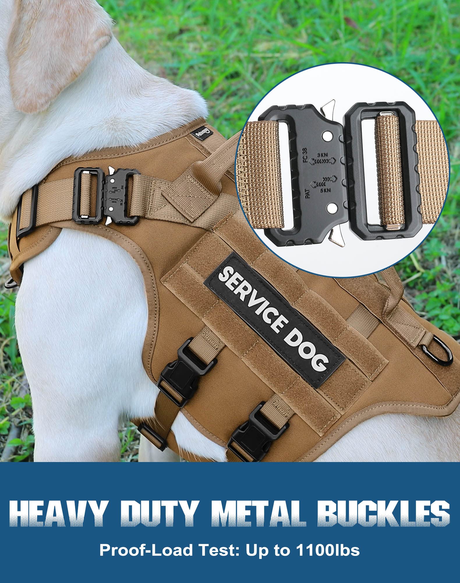 Tactical Dog Harness - Petnanny Dog Harness Service Dog Vest For Large Breed Dog, Hook And Loop Panel For Service Dog Patch, Wor