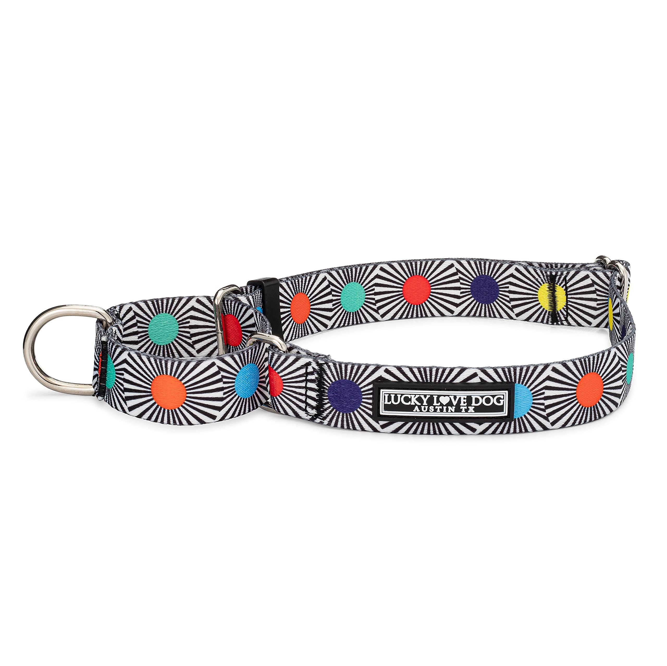 Lucky Love Dog, Adjustable Fun Style Martingale Collar For Dogs, Comfy & Bright Color, Premium No Slip Dog Collar - (Medium, Soc