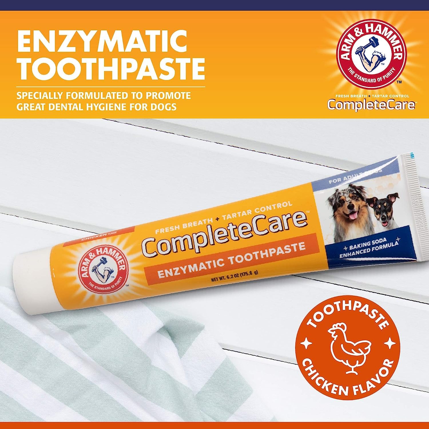 Arm & Hammer Complete Care Enzymatic Dog Toothpaste, Dog Toothpaste for Puppies and Adult Dogs, Arm and Hammer Toothpaste for Do