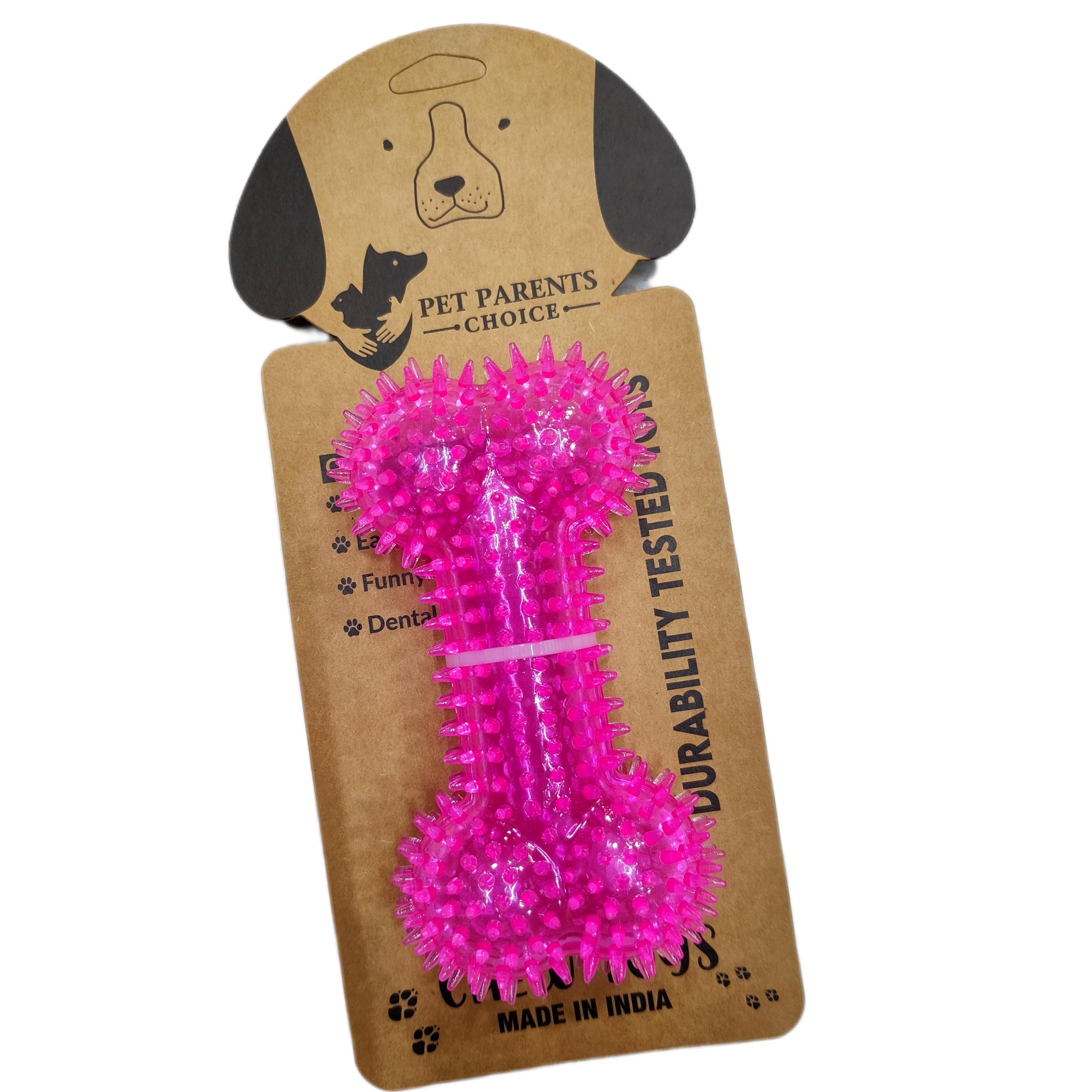 Pet Parents Rubber Spike Toothbrush Toys for Puppies Squeaks Chew Bone Dog Toys Pack of 1
