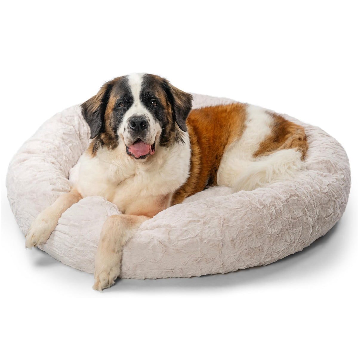 Best Friends By Sheri The Original Calming Donut Dog And Cat Bed In Lux Fur, Oyster, Extra Large, 45X45