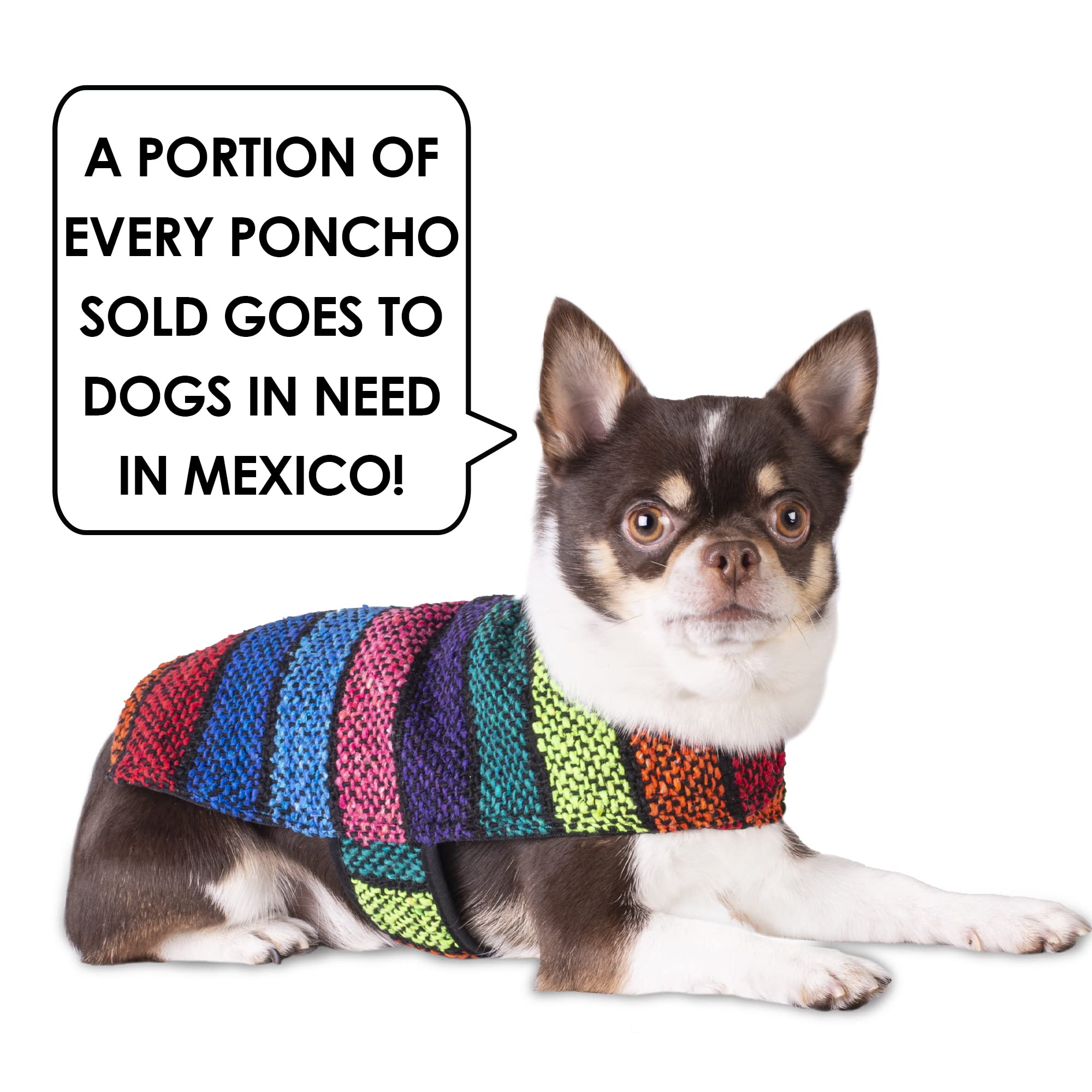Handmade Dog Poncho from Authentic Mexican Blanket - Dog Clothes - Chihuahua Coat - Costume - Sweater - Vest (Multi Color, XXS)