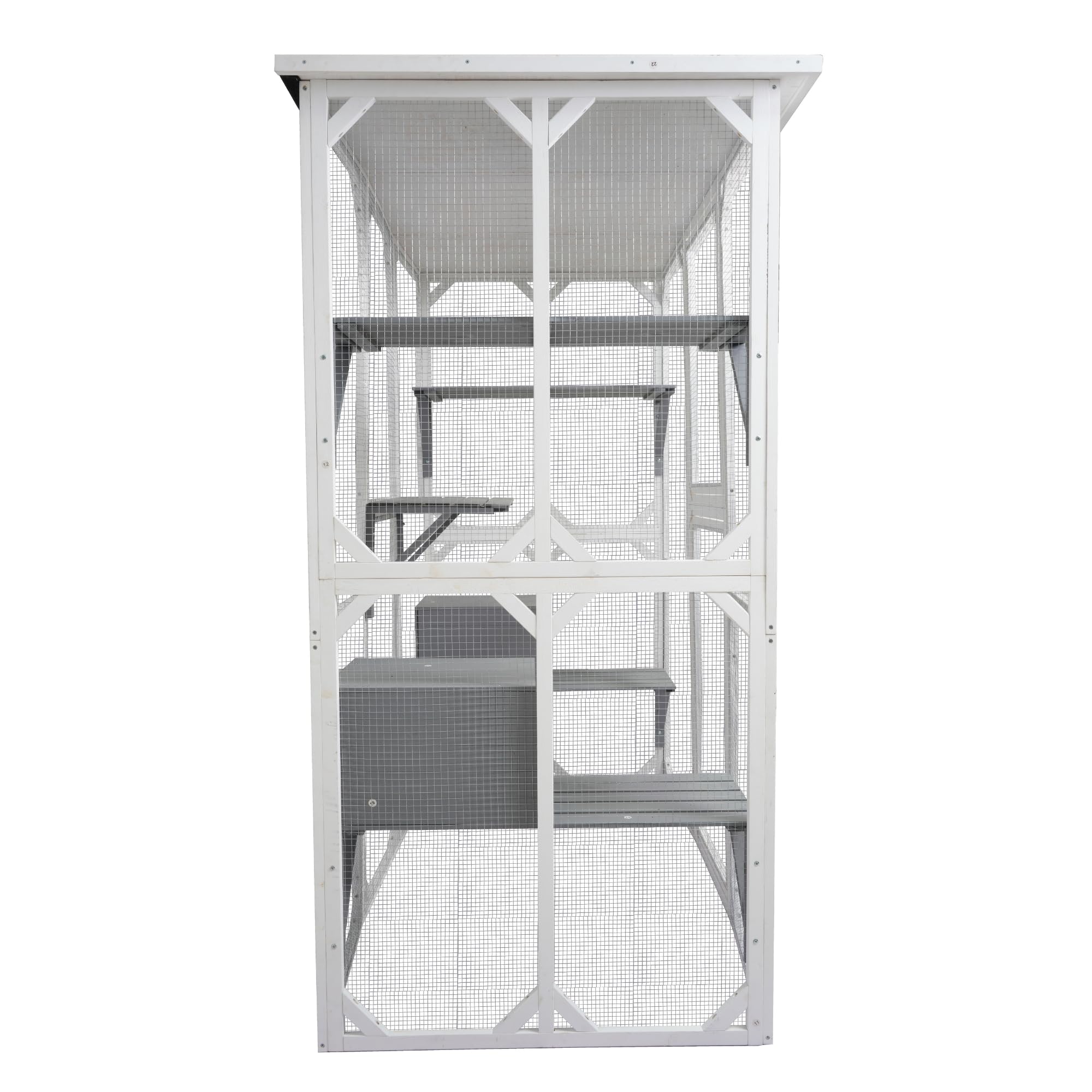 Ball & Cast 71 Wooden Catio Outdoor Cat Enclosure with Weatherproof Asphalt Roof,Jumping Platforms & Napping Houses,Walk-in Cats