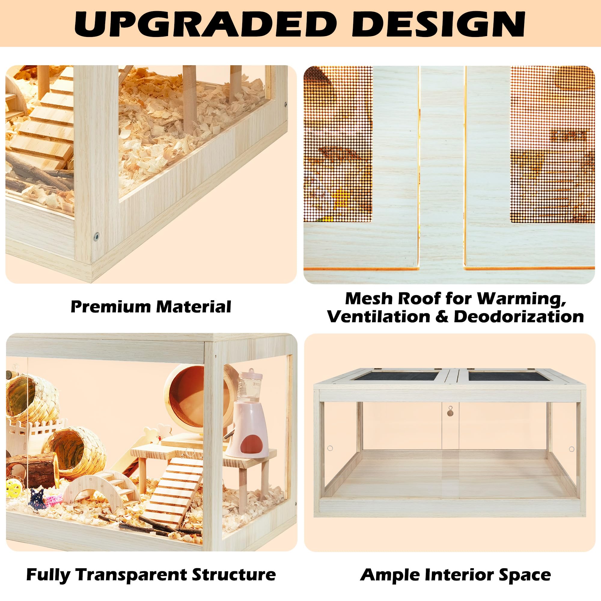 Prolee Hamster Habitat Chewproof, Mice And Rat Habitat With Transparent Sides, Hamster Cage With Openable Mesh Top, Solid Built