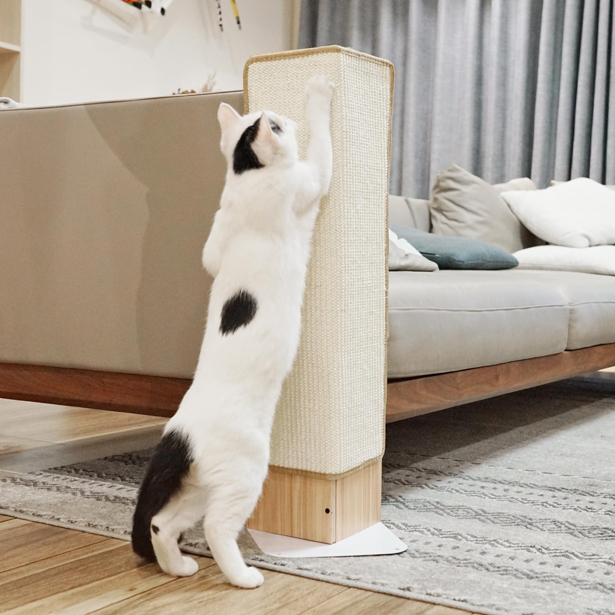 PETKARAY Cat Scratcher, Sisal Corner Scratching Post, Cat Scratch Pad for Indoor Cats, Wall Scratcher Furniture Protector with C