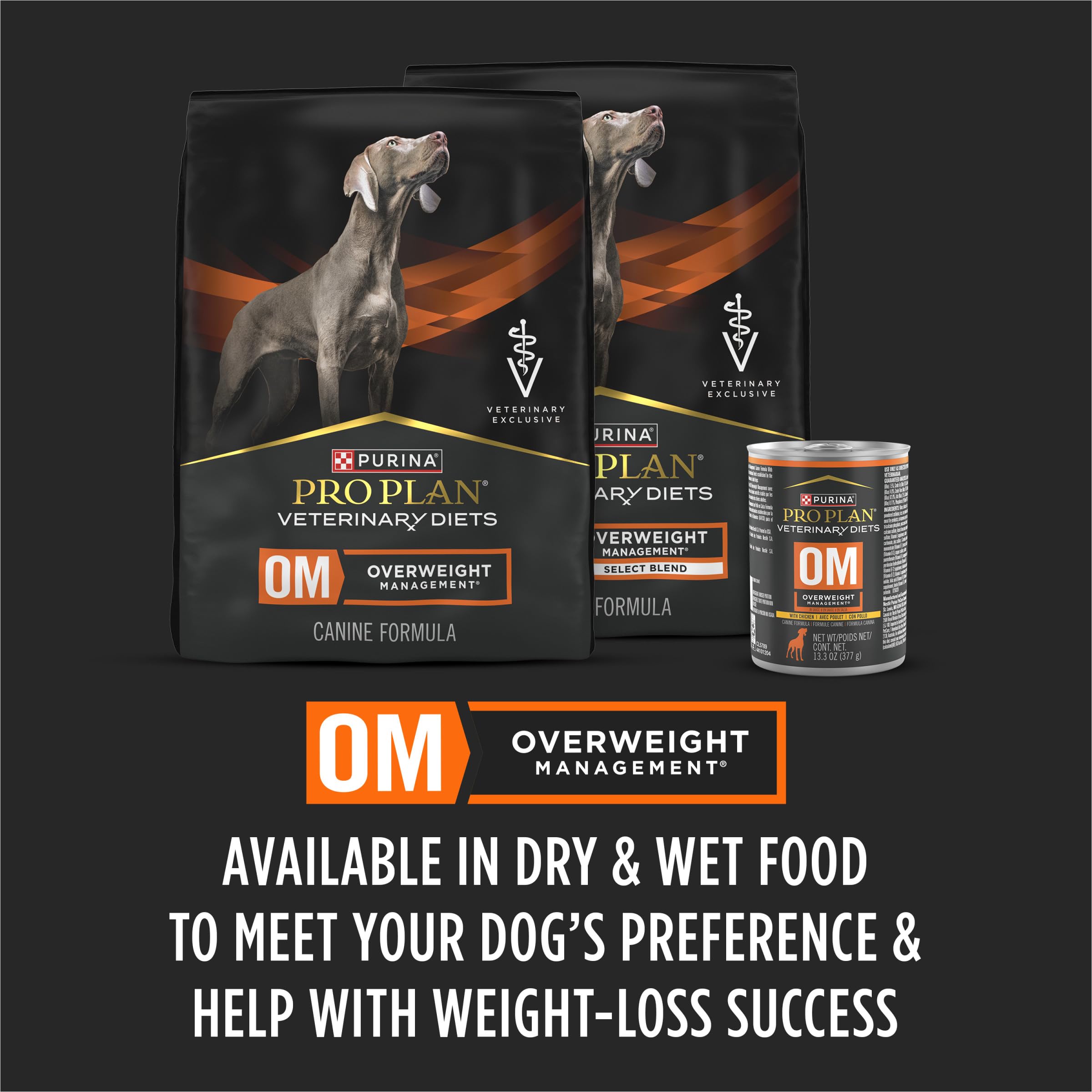 Purina Pro Plan Veterinary Diets OM Overweight Management Canine Formula Wet Dog Food - (12) 13.3 oz. Cans