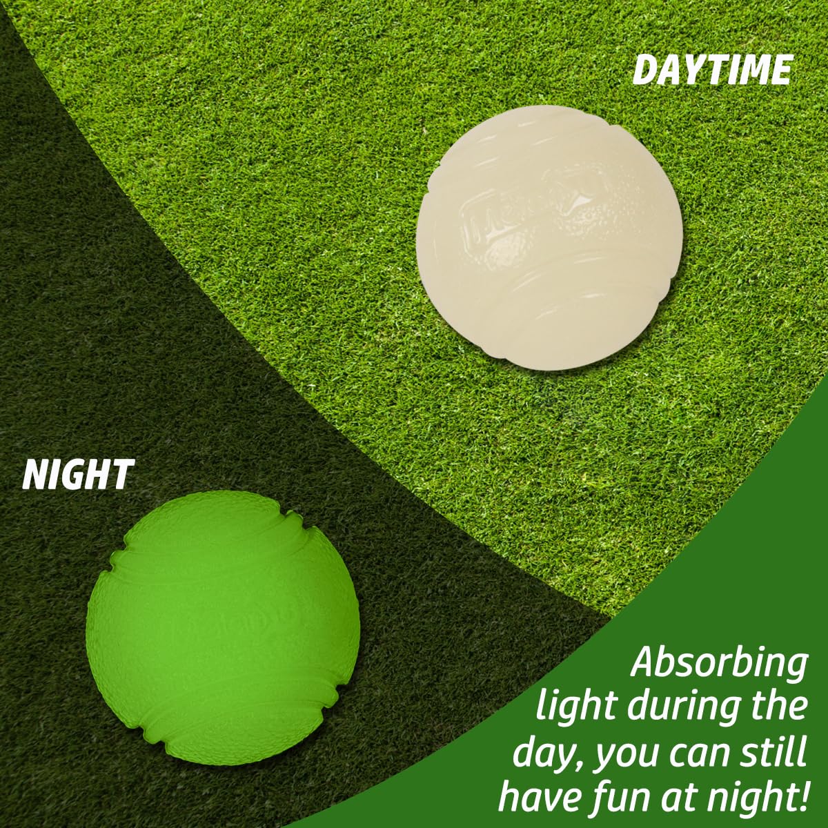 Vitalili 2 Pcs Glowing Fetch Balls - Rubber Glowing Dog Toy Balls, High Bounce, Chew Resistant, Under 60 Lbs, Belgian Malinois G