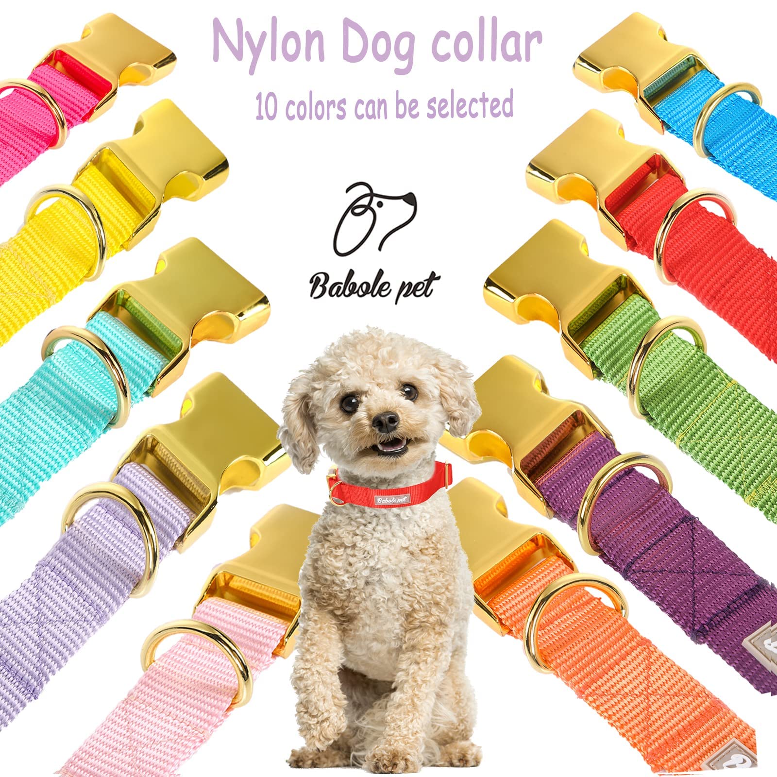 Babole Nylon Dog Collars Red For Small Puppy Dog,13 Colors,Adjustable Soft Comfortable Pet Collars With Safety Metal Buckle For Medium Large Boy&Girl&Female Dog(Xs)
