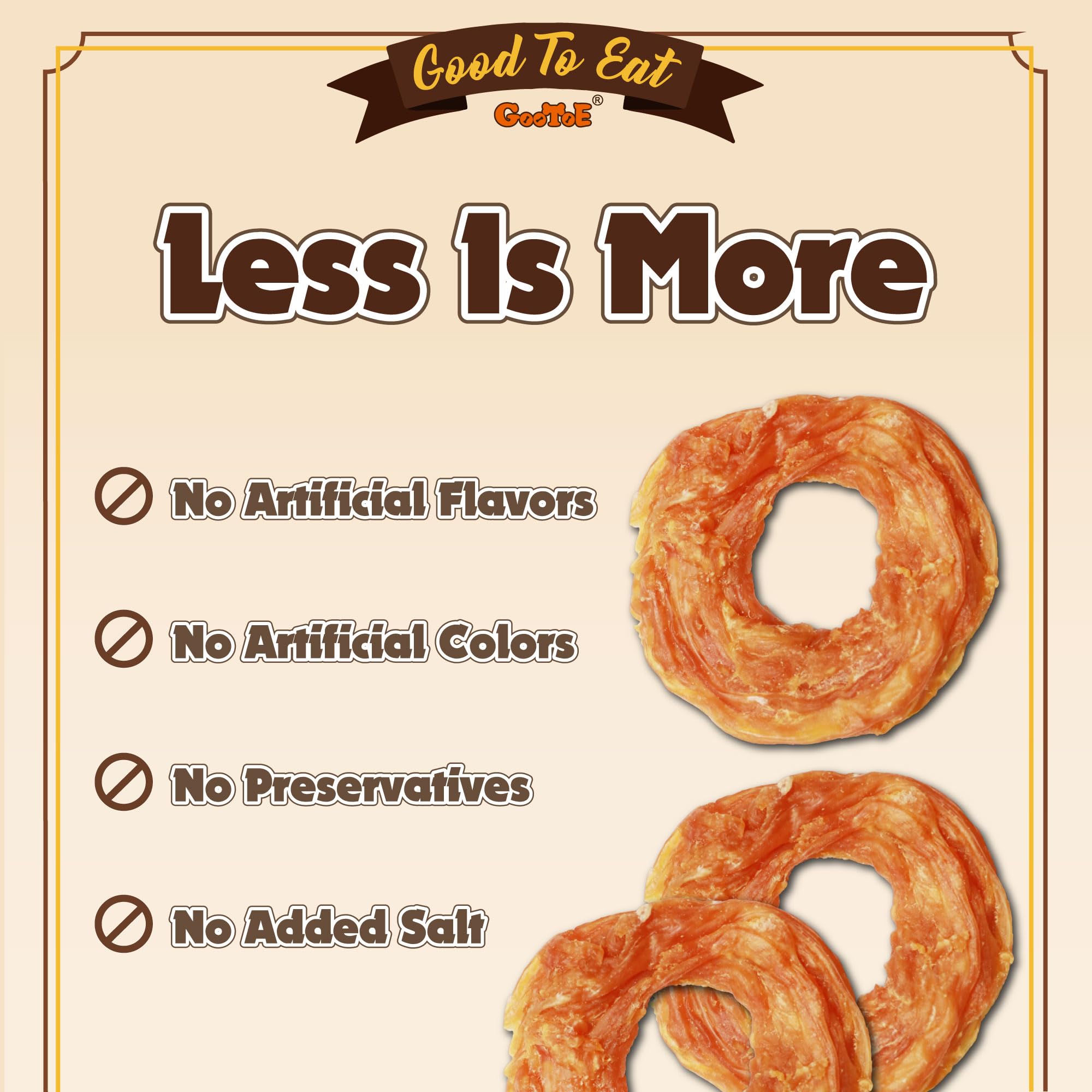 Gootoe Turkey Tendon Dog Treats, Ring (M) 1 lb, 100% USA Sourced Turkey, Natural Snack, Premium Puppy Chews, Hypoallergenic, Raw