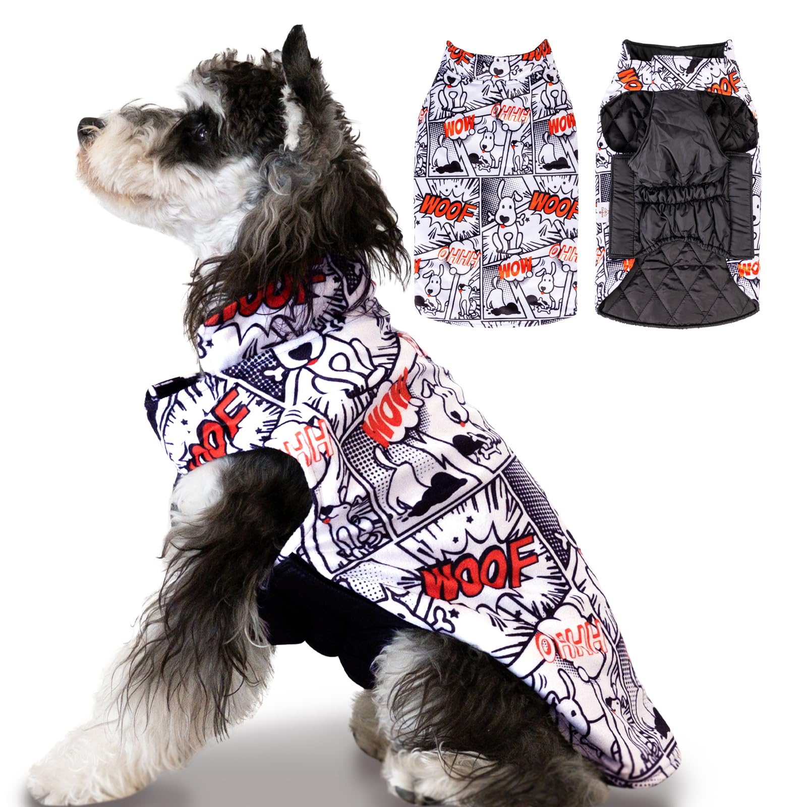 Cutebone Winter Dog Coat Waterproof Windproof Dog Jacket Reversible Dog Vest Thick Adjustable Dog Cold Weather Coats For Small M