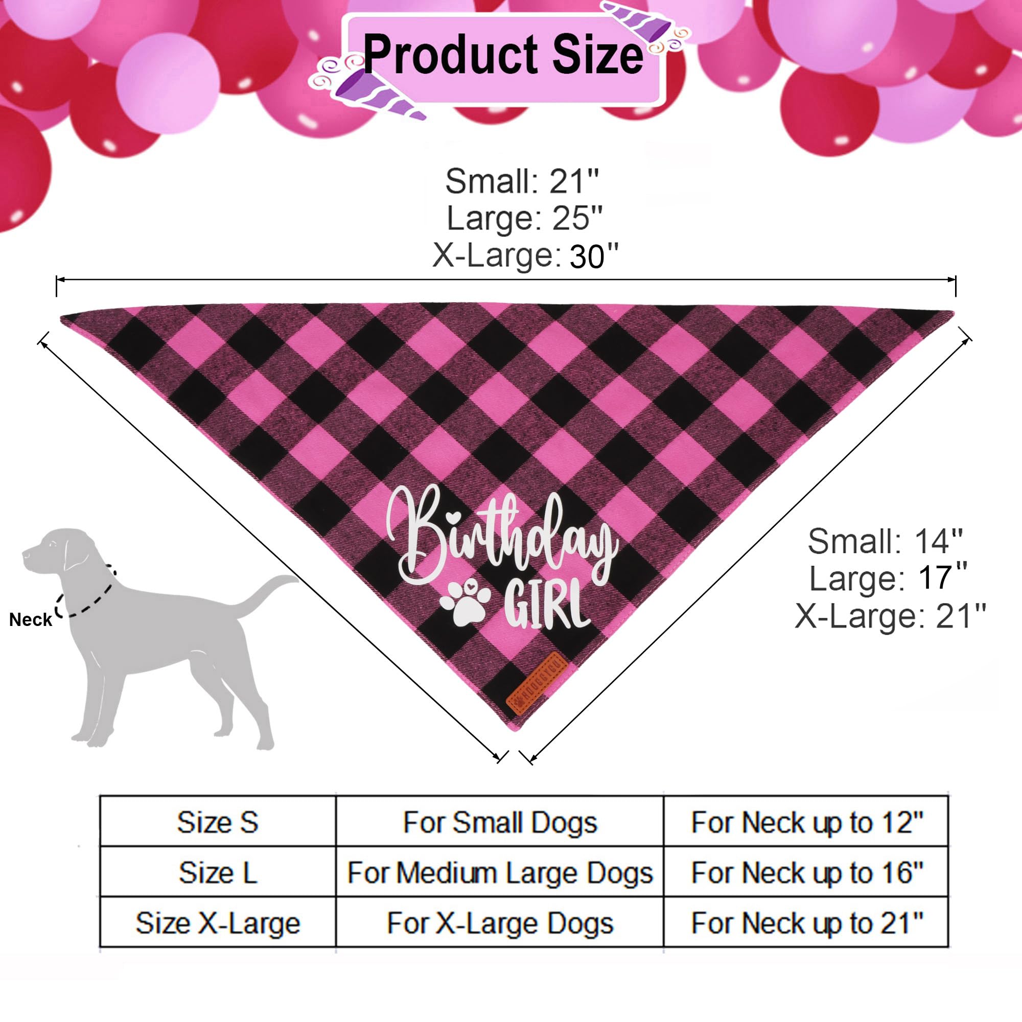 Adoggygo Dog Birthday Party Supplies, Pink Plaid Birthday Girl Dog Bandana, Golden Puppy Party Hat With Numbers, Bowtie For Smal