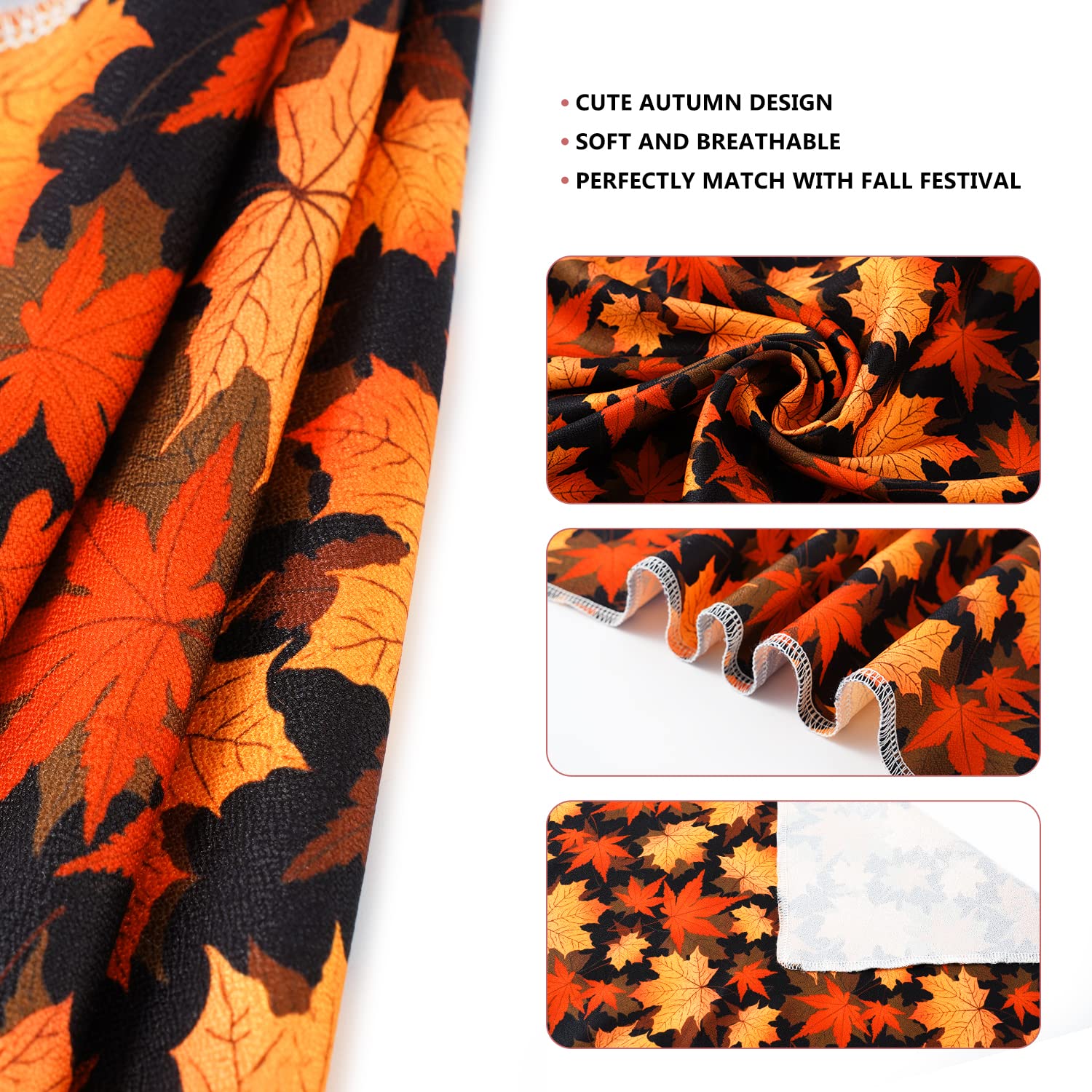 Thanksgiving Dog Bandanas & Matching Scrunchie Set Fall Pet Scarf Kerchief Bibs Dog Outfit For Small Dogs Puppy Owner Gifts Orange Black Maple Leaves