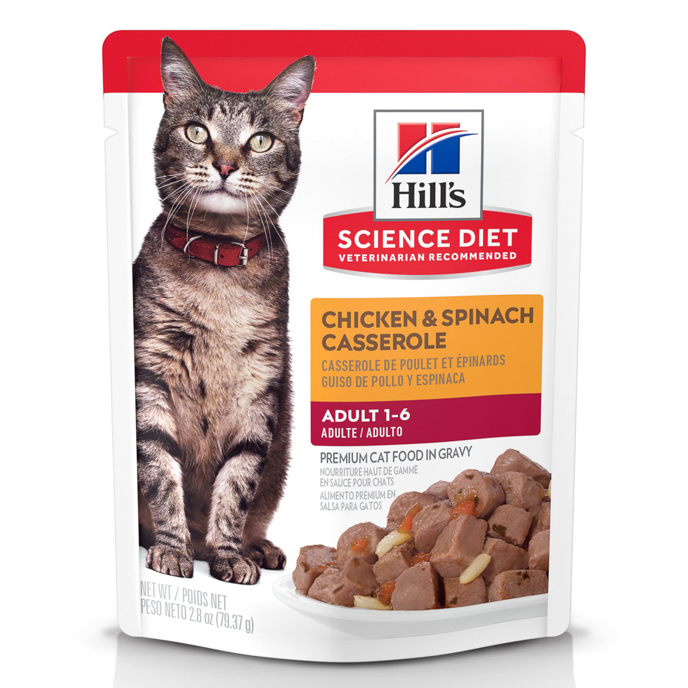 Hills Science Diet Adult 1-6, Adult 1-6 Premium Nutrition, Wet Cat Food, Chicken Casserole Stew, 2.8 oz Pouch, Case of 24
