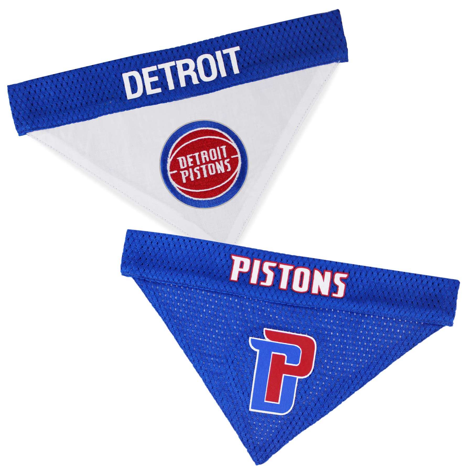 Nba Dog Bandana - Detroit Pistons Reversible Pet Bandana. 2 Sided Home & Away Sports Bandana With A Premium Embroidery Team Logo, Large/X-Large