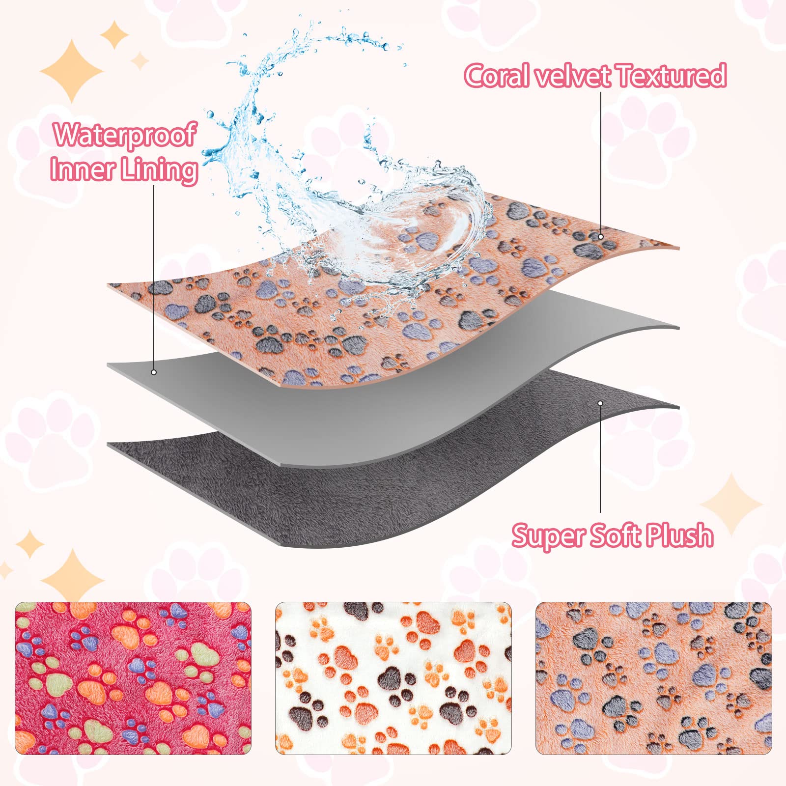 Yuepet Waterproof Guinea Pig Blankets Washable 3 Pack Small Animal Fleece Cage Liners Pet Soft Sleep Mat Pad Cover Warm Flannel