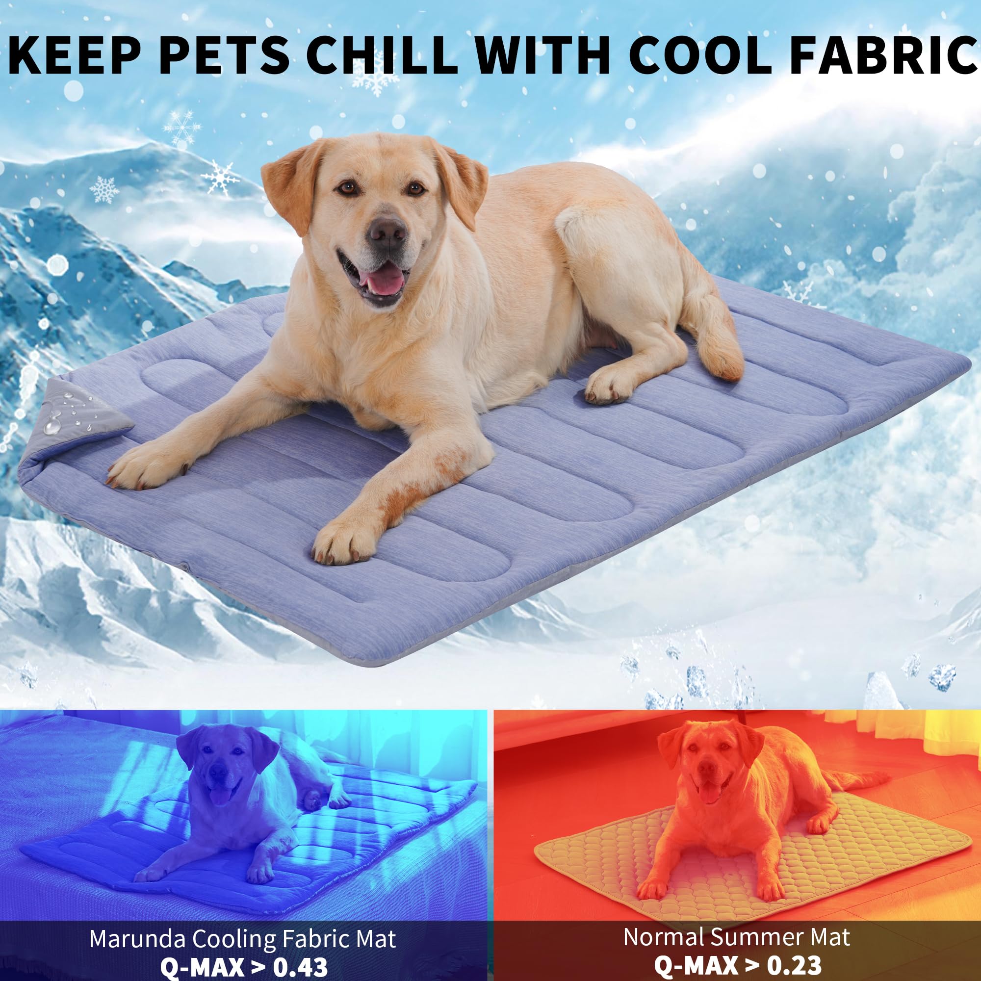 Marunda Dog Cooling Mat, 36'' X 24'' Thicken Waterproof Cooling Mat For Extra Large Dog, Q-Max>0.5 Ice Cool Fabric-Cool On Conta
