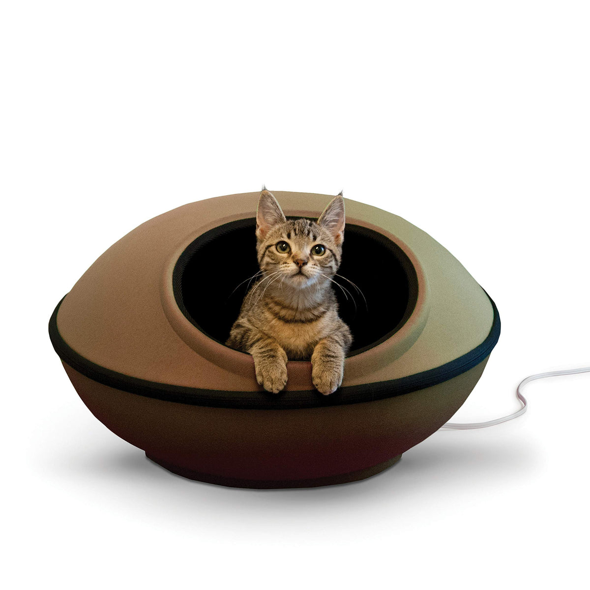 K&H Pet Products Thermo-Kitty Mod Dream Pod Heated Cat Bed For Large Cats, Indoor Heated Cat Cave, Thermal Cat Mat Hideaway For 