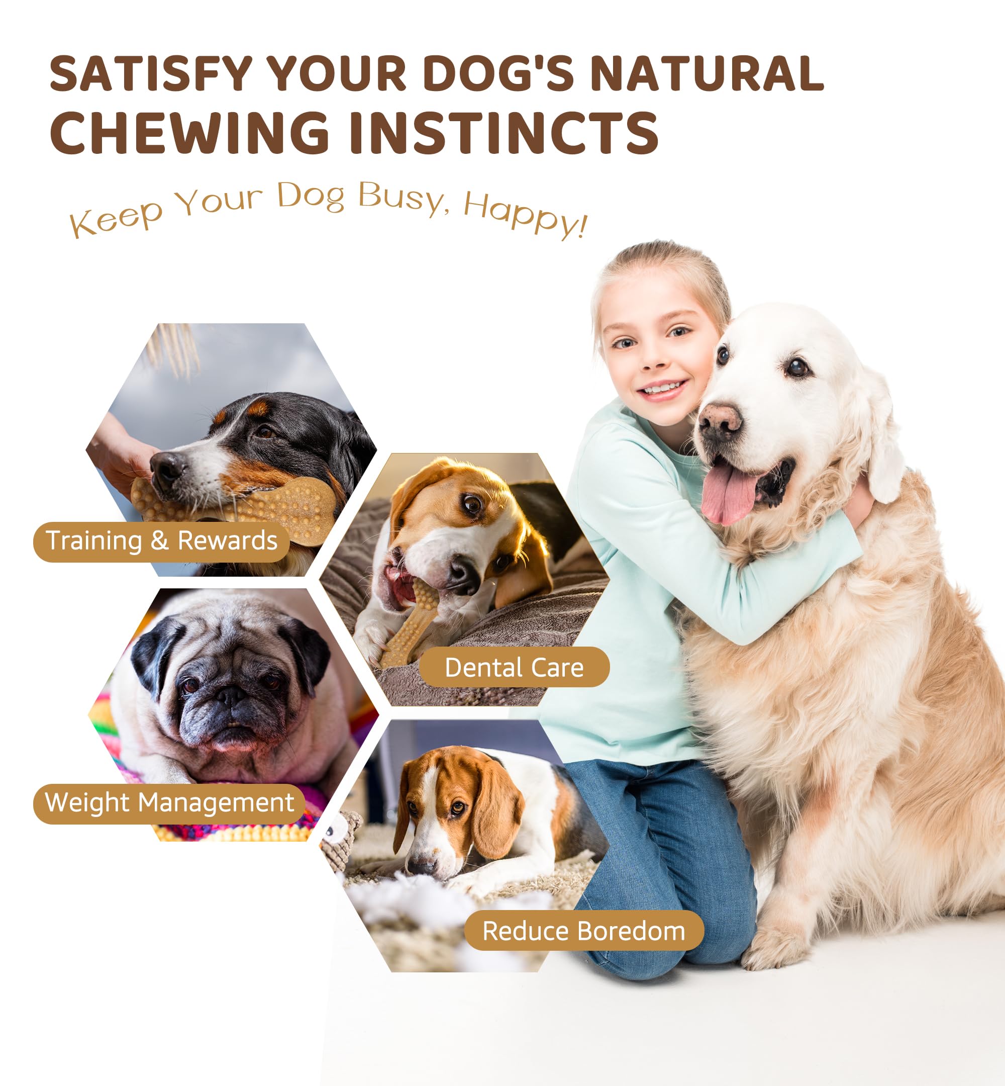 Iptpas Durable Dog Chew Toy For Aggressive Chewers, Tough Tpr Bone-Shaped Dental Toy For Teeth Cleaning, Anxiety Relief, And Bor