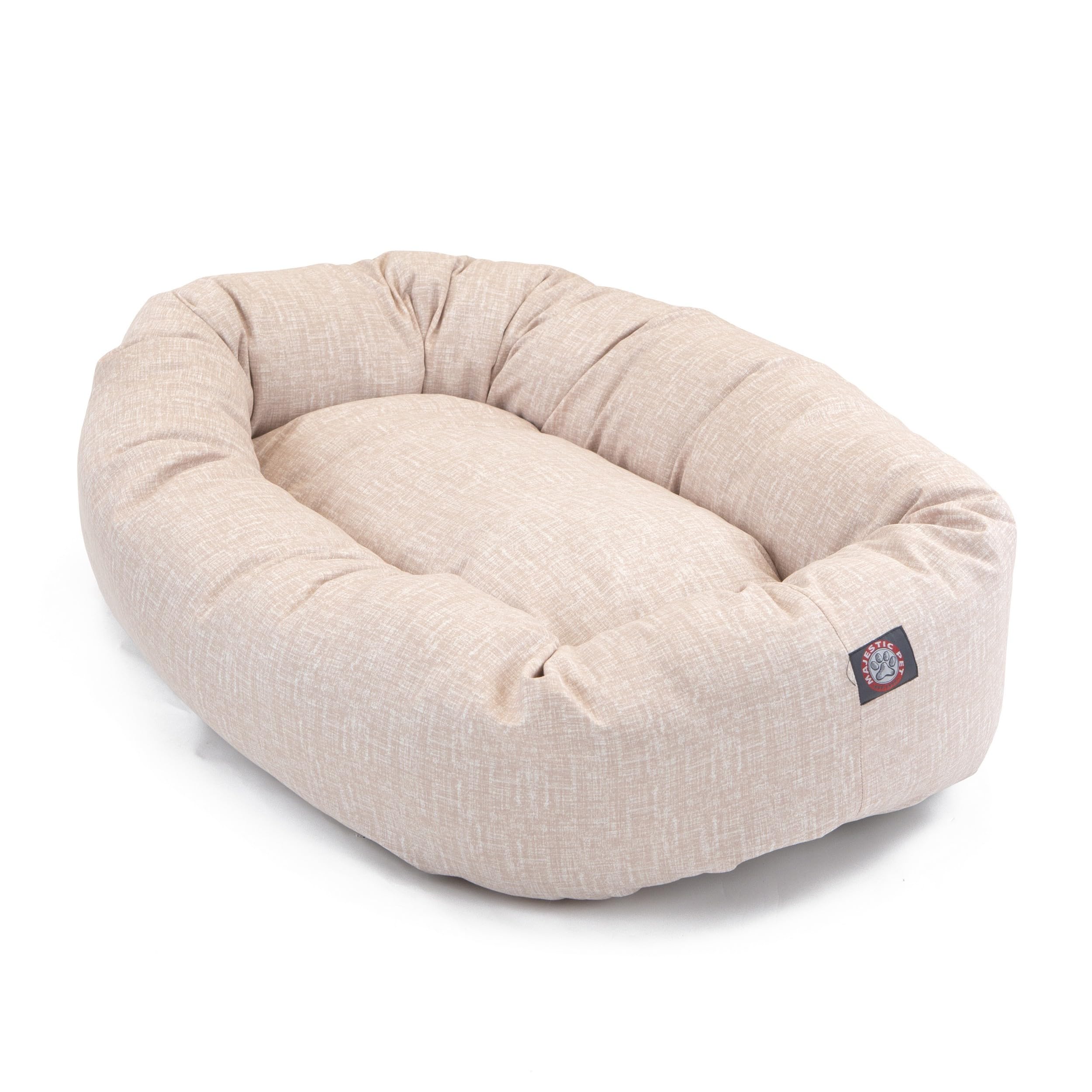 Majestic Pet 24 Inch Washable Bagel Dog Bed with Spine Support - Cozy Soft Round Pink Dog Bed 24x19x7