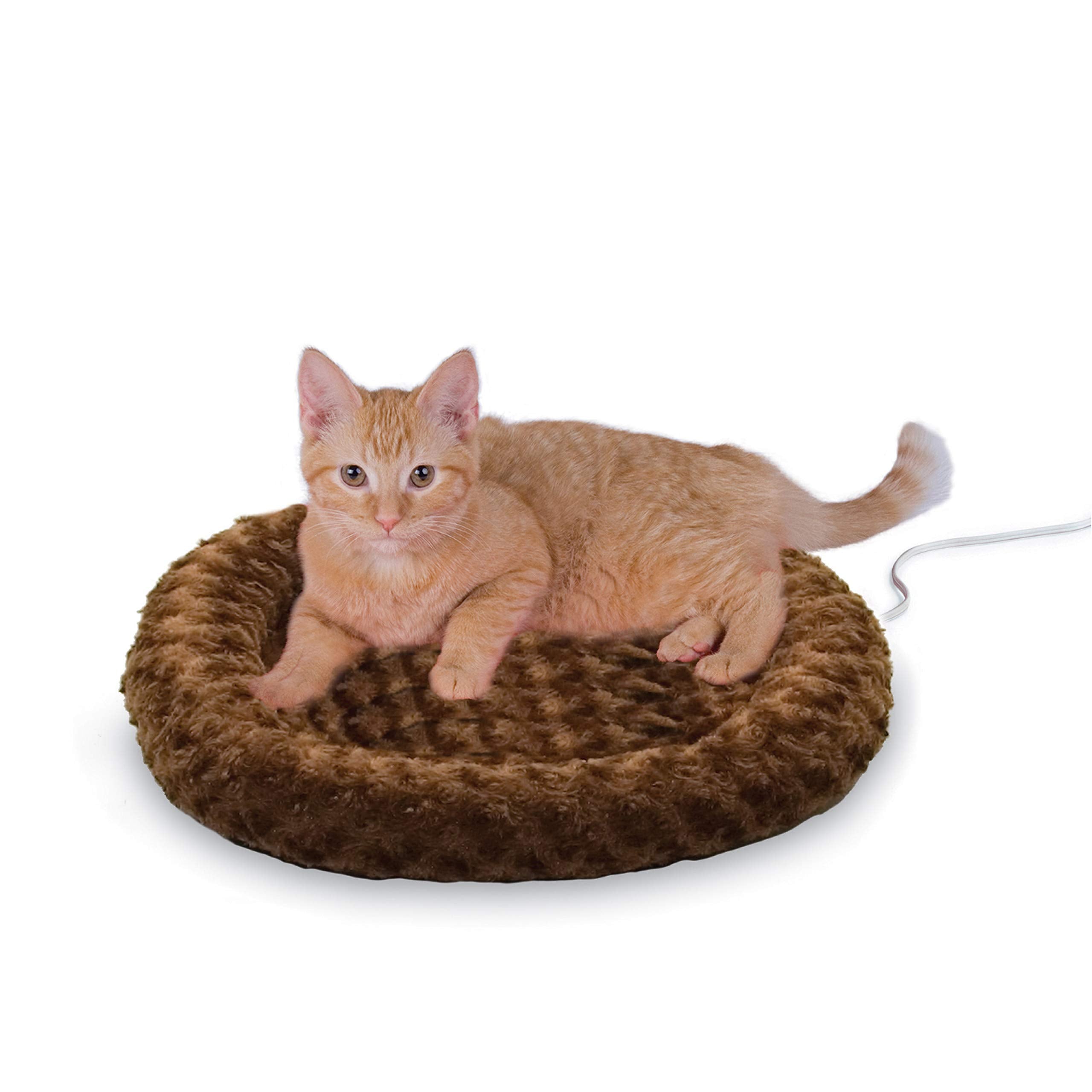 K&H Pet Products Bolster Heated Cat Bed for Indoor Cats, Thermo-Kitty Fashion Splash Orthopedic Foam Heated Pet Bed for Cats or 