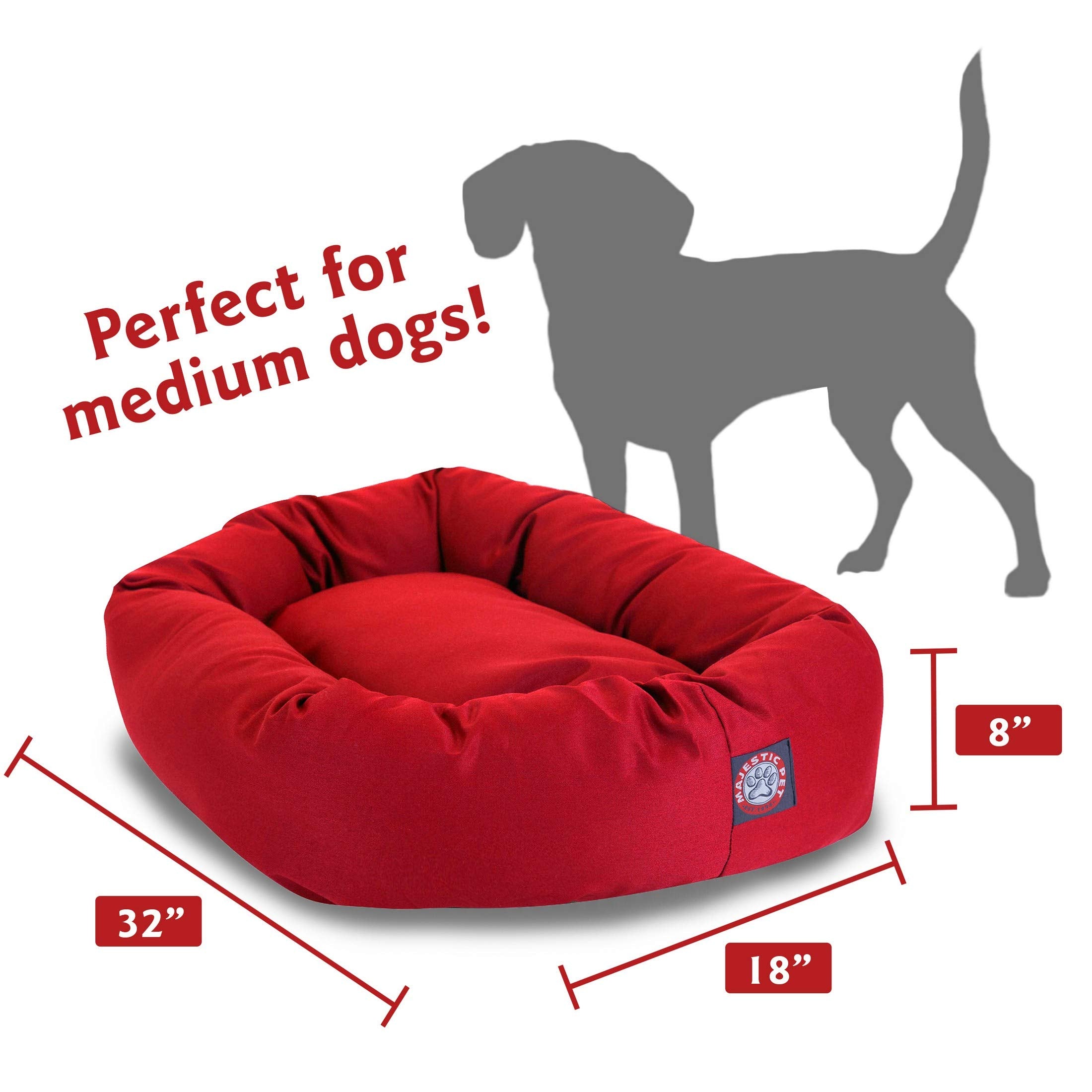 32 Inch Red Bagel Dog Bed By Majestic Pet Products