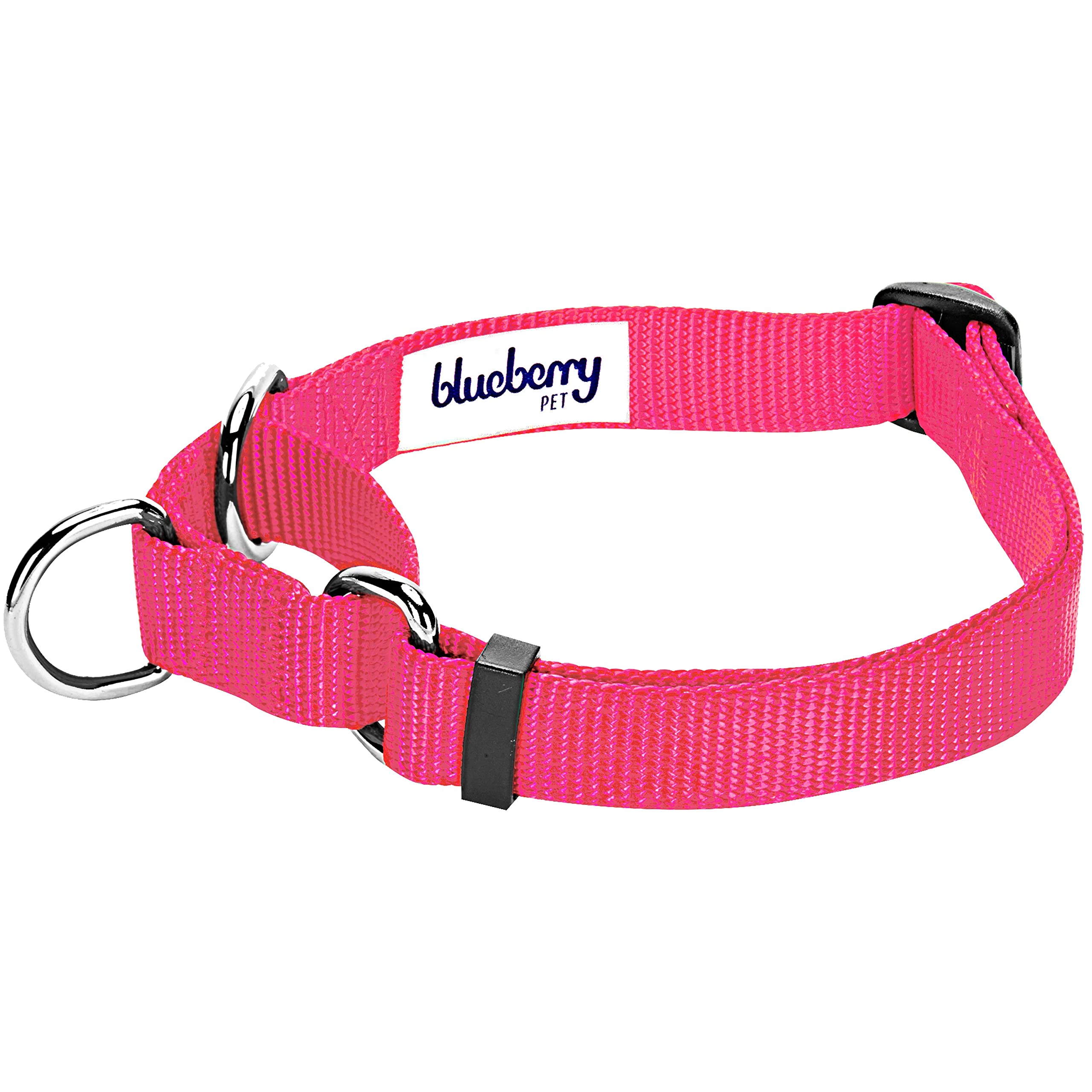 Blueberry Pet Essentials Martingale Safety Training Dog Collar, French Pink, Large, Heavy Duty Nylon Adjustable Collars for Dogs
