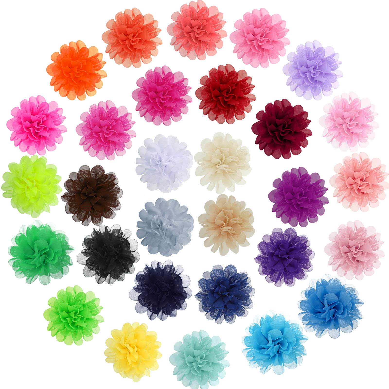 Willbond 30 Pieces Dog Collar Flowers Bulk Pet Flower Bow Ties Multi-Color Dog Charms Flower For Cat Puppy Collar Grooming Accessories 30 Colors(5 Cm)