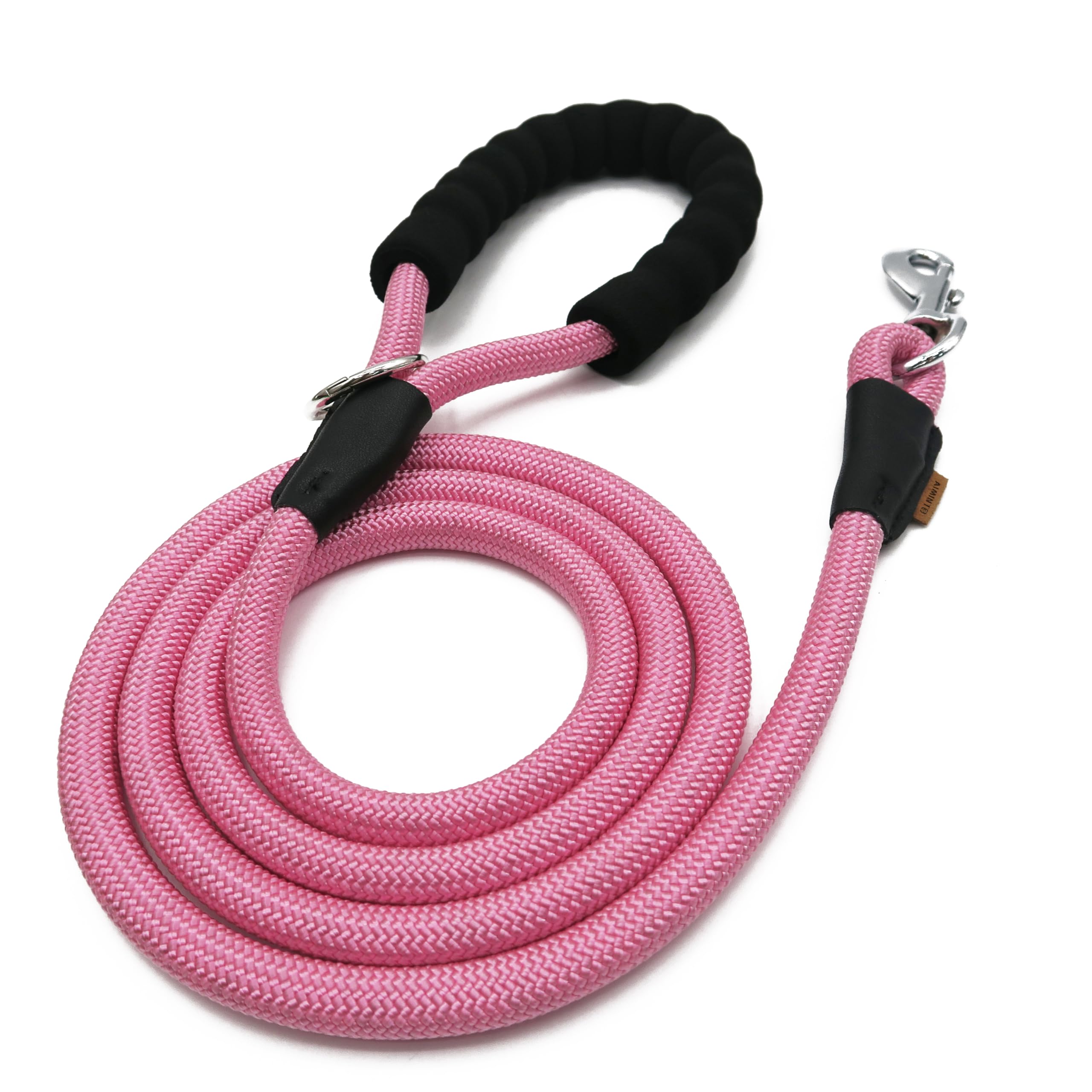 Aiminto Dog Leash, Braided Rope Traction - Walking Training Lead for Medium/Large Dogs ((1/2 '') x 6FT, Pink)