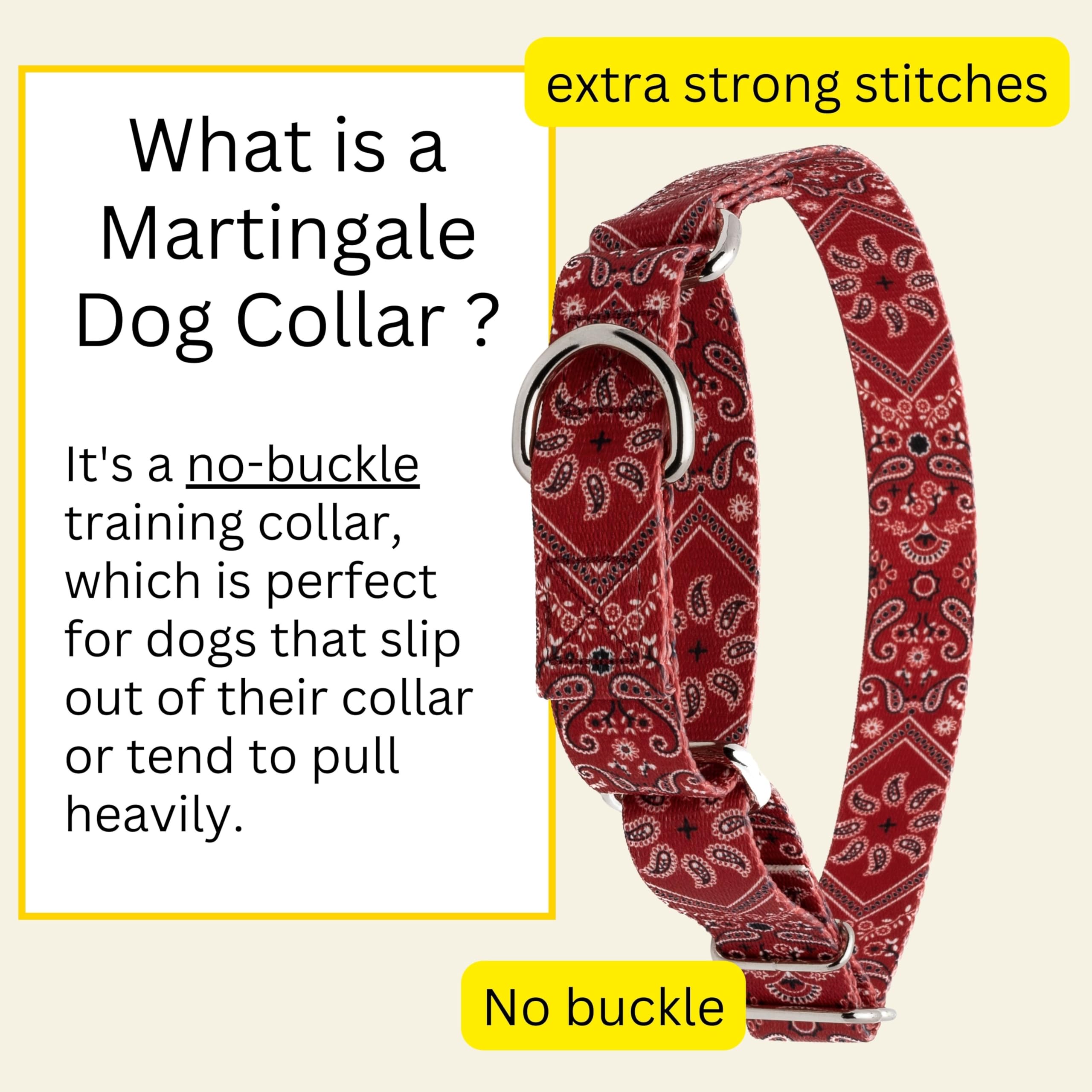 Country Brook Petz - Red Bandana Martingale Dog Collar - Country And Western Collection Featuring Rustic Designs (1 Inch, Large)