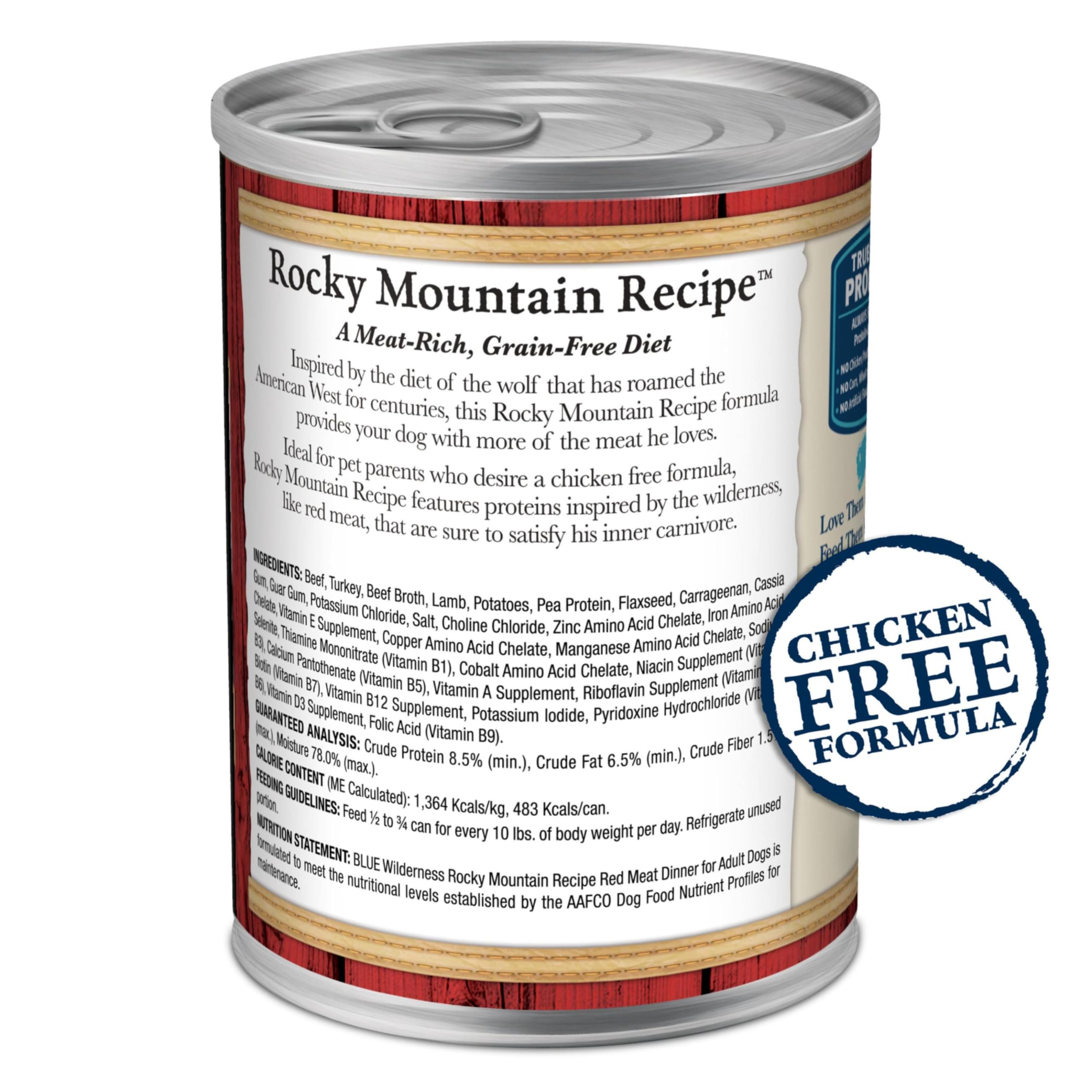 Blue Buffalo Wilderness Adult Wet Dog Food, High-Protein and Grain-Free, Made with Natural Ingredients, Rocky Mountain Recipe Re
