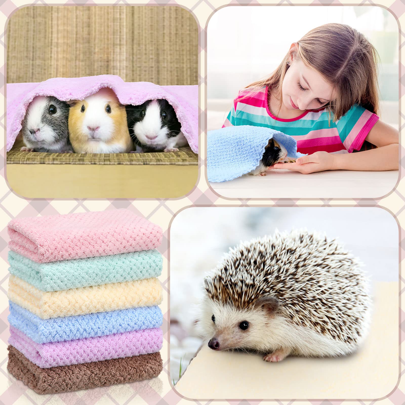 36 Pcs Guinea Pig Blankets Soft Fleece Cage Liners Guinea Pig Accessories Washable Bedding Sleeping Mats Absorbent Bath Towels F