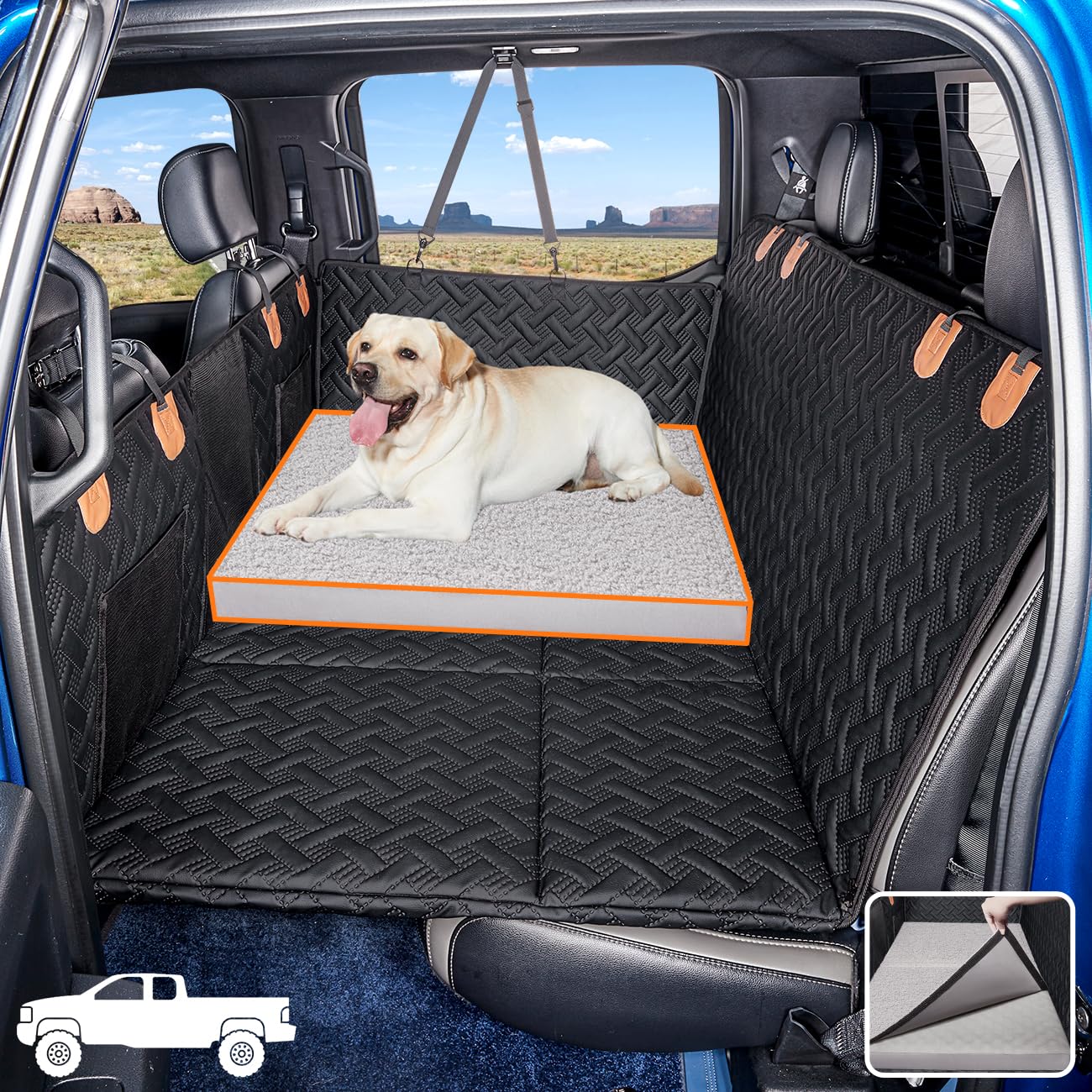 Maxfut Dog Bed For Truck Back Seat Extender,Waterproof Large Dog Mat For Seat Cover Back Seat,Washable Pet Bed For Car Hammock(G