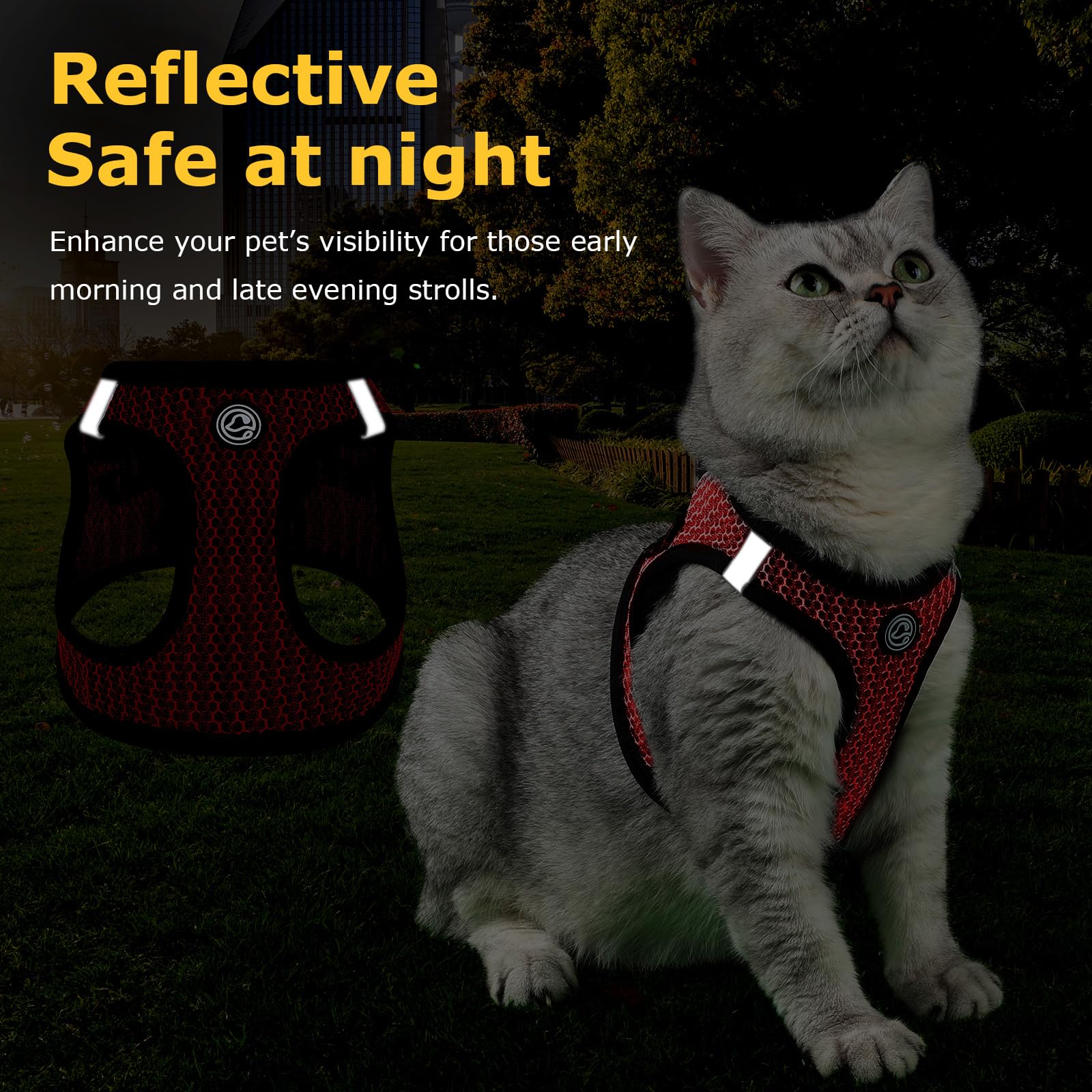 No Pull Small Dog Harness For Under 22 Lbs Dogs, Step In Air Mesh Puppy Reflective Lightweight Dogs Cats Vest (Red, Large