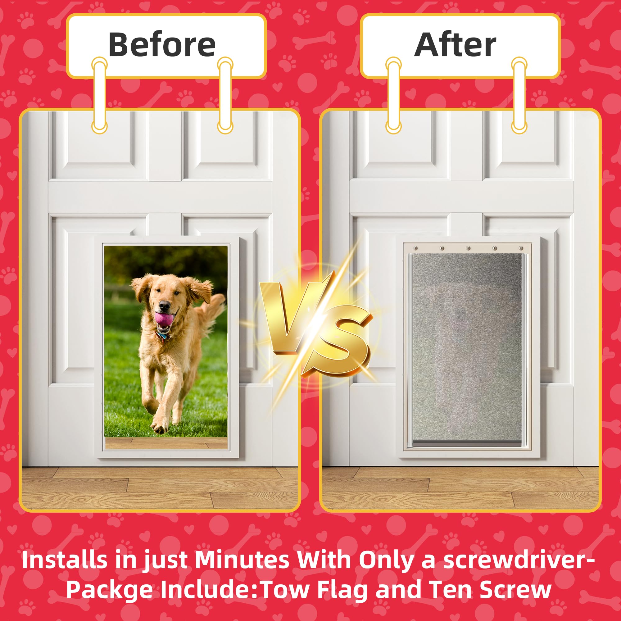 2PACK Large Dog Door Replacement Flap with Screws,Doggie Door Replacement Flaps Compatible with PetSafe Freedom Doggie Doors PAC