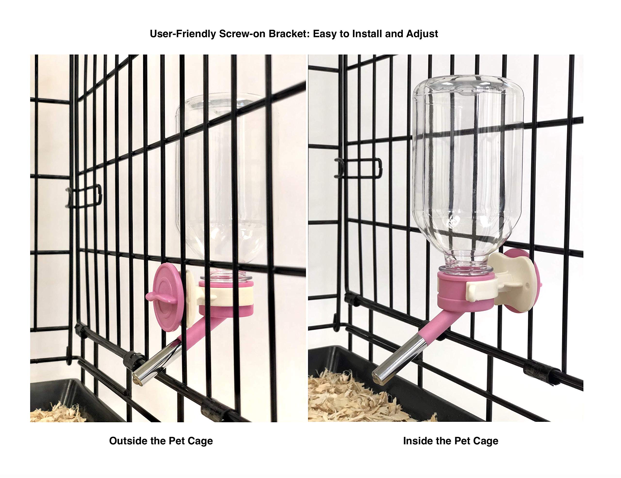 Choco Nose No-Drip Water Bottle/Feeder for Small Pets, 10.2 oz, 10mm Nozzle, C128 Pink - Ideal for Guinea Pigs, Bunnies,