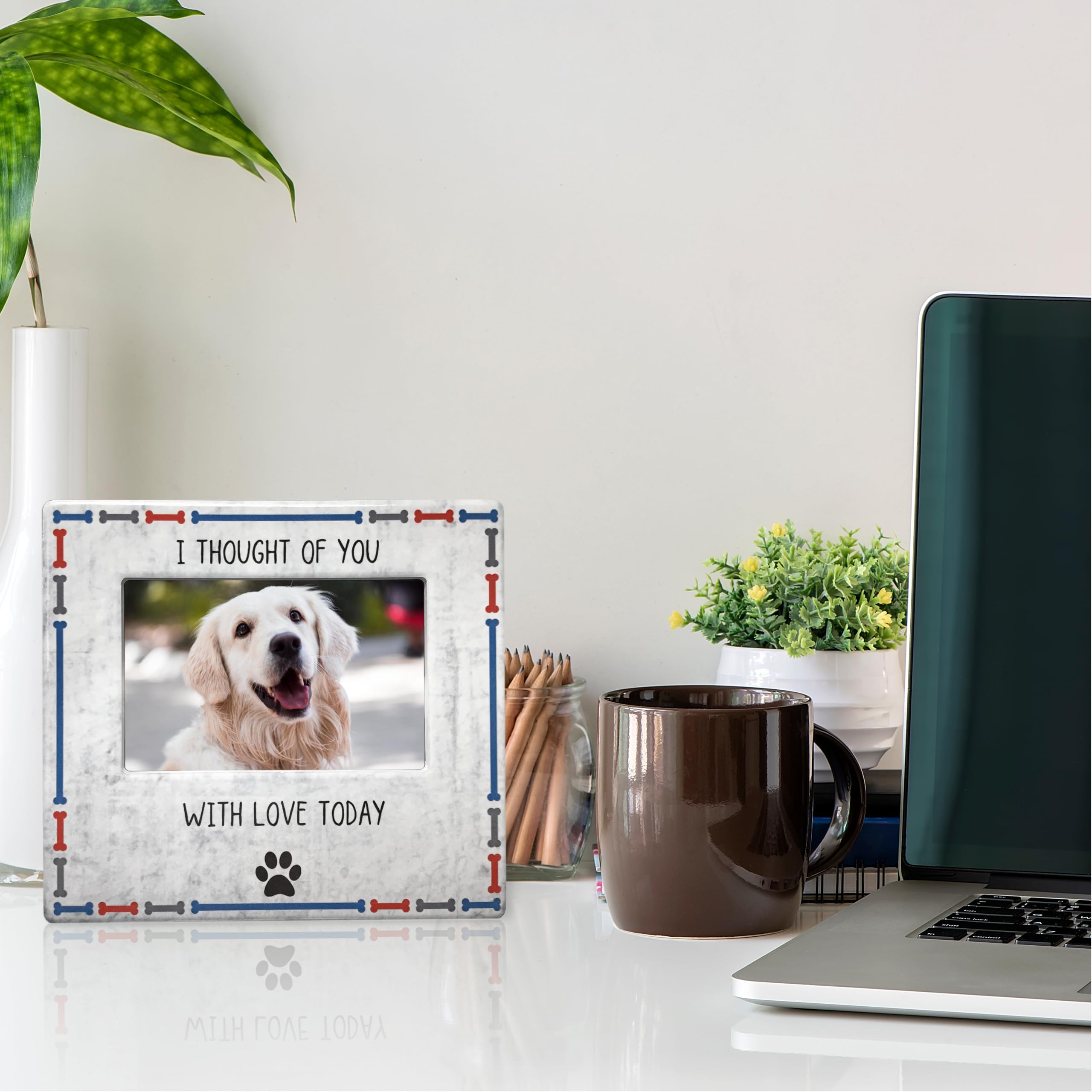 Banberry Designs Pet Memorial Picture Frame - I Thought Of You With Love Today - Dog Memorial Gift For Loss Of A Dog - Tabletop Keepsake Frame - Easel Back - 4'X6'