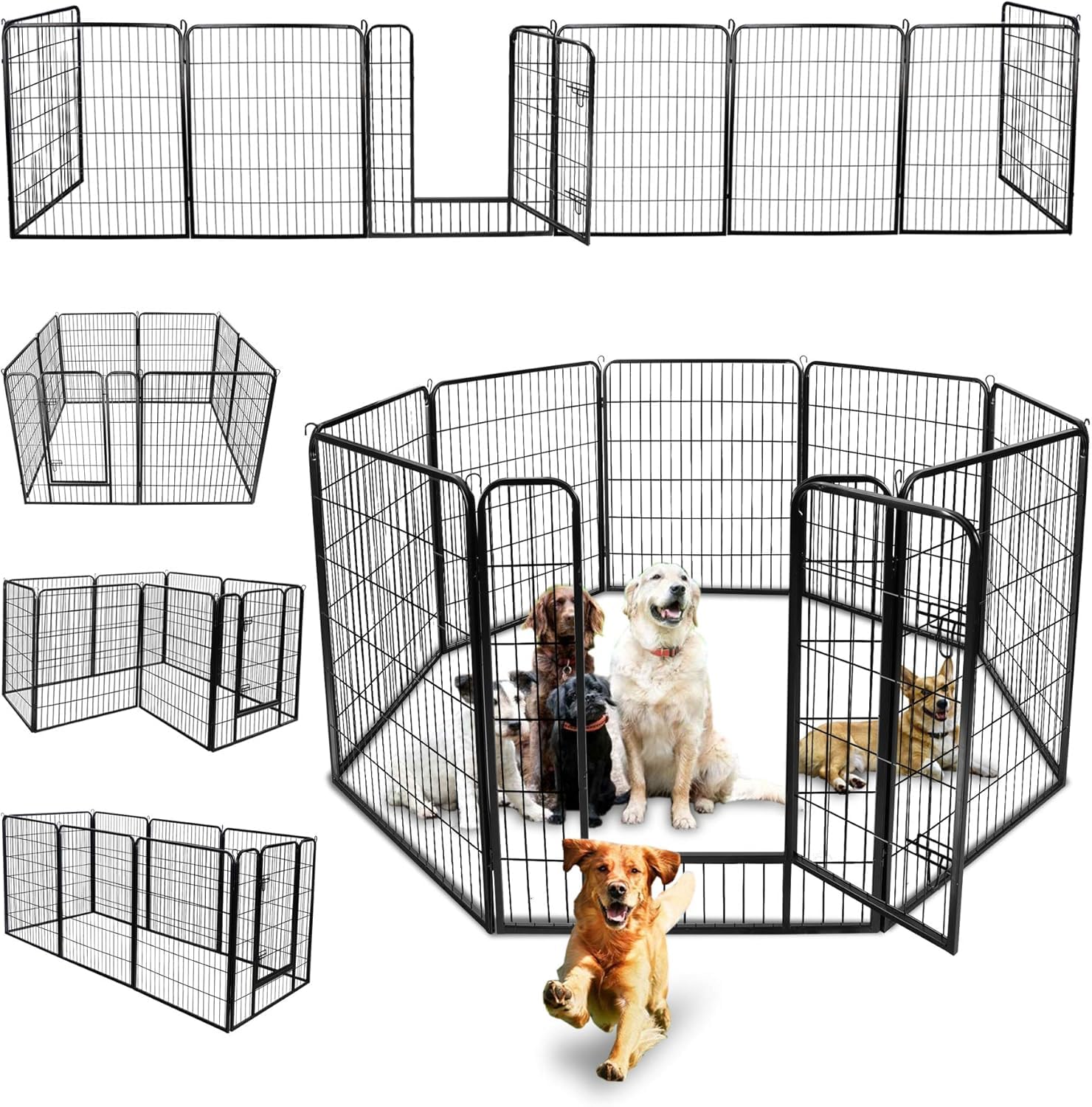 Lemy 8 Panels 40 In Pet Playpen Heavy Duty Metal Dog Exercise Fence Barrier,Outdoor & Indoor Foldable Pet Exericse Pen W/Door,Bl