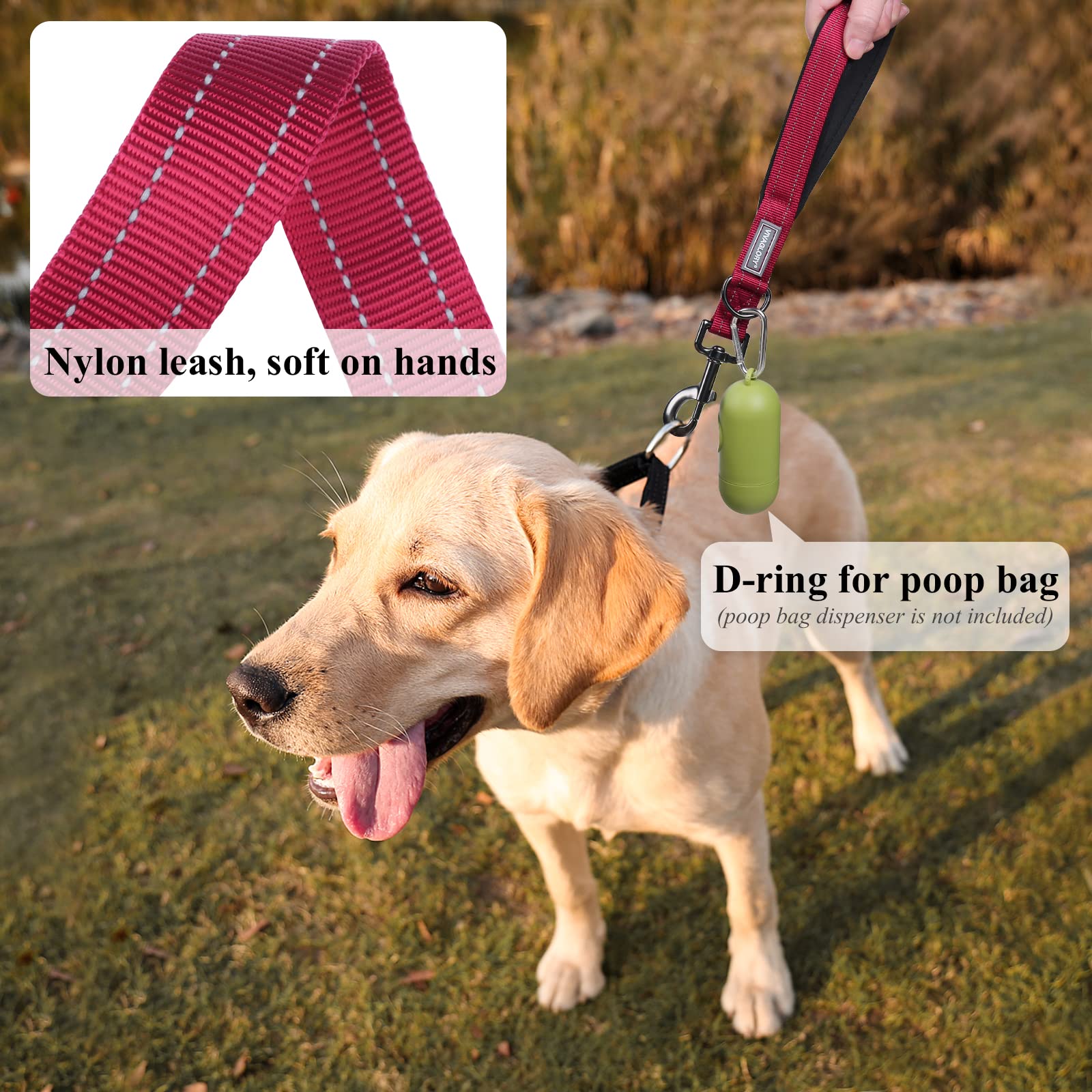 Vivaglory Short Dog Leash, Short Traffic Leash For Dogs, Traffic Dog Leash, Short Training Leash For Medium & Large Dogs, 12Inch