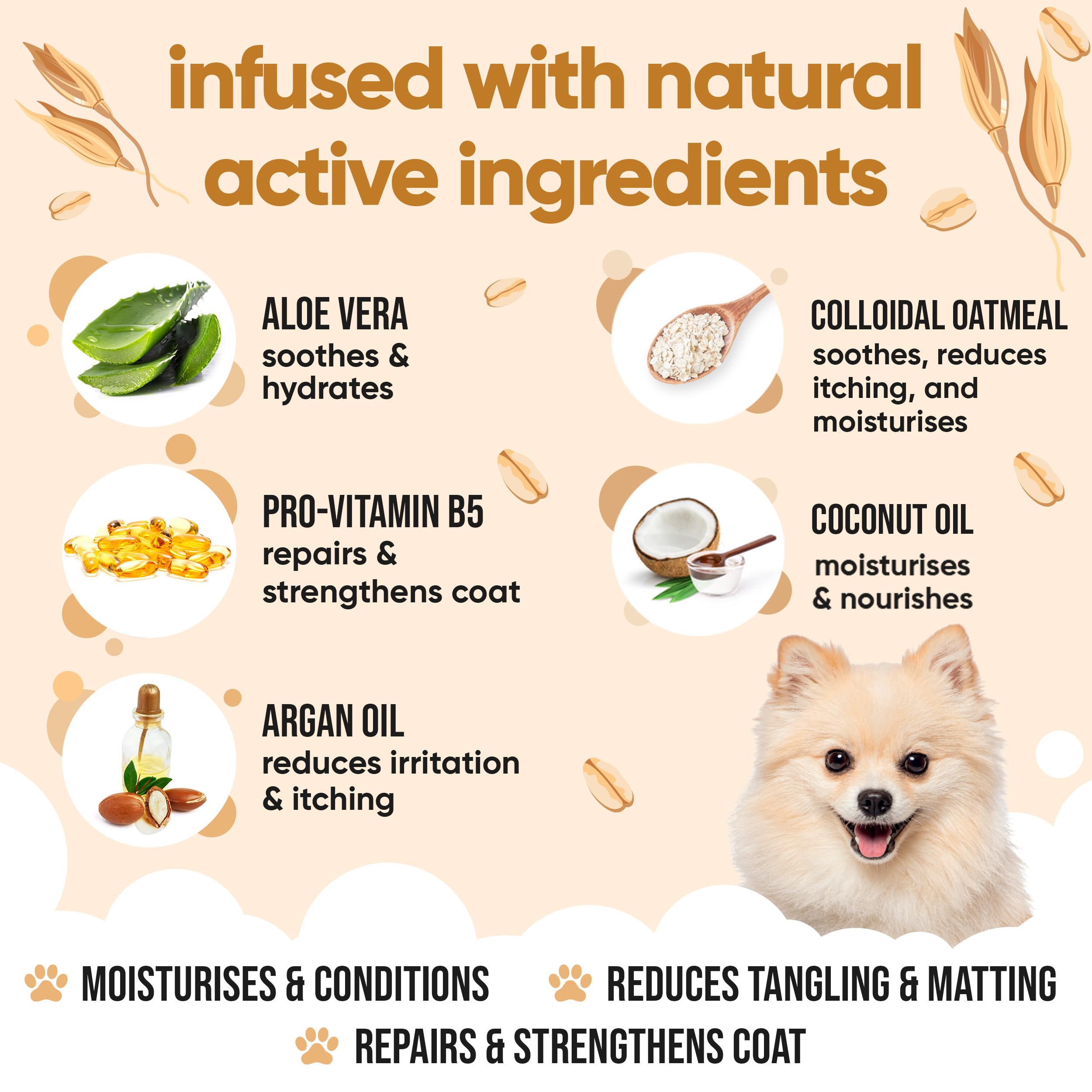 Buddycare Oatmeal Dog Conditioner (16.90oz) Made with Aloe Vera, Argan Oil & Pro Vitamin B5 to Detangle Matted Coats & Relieve S