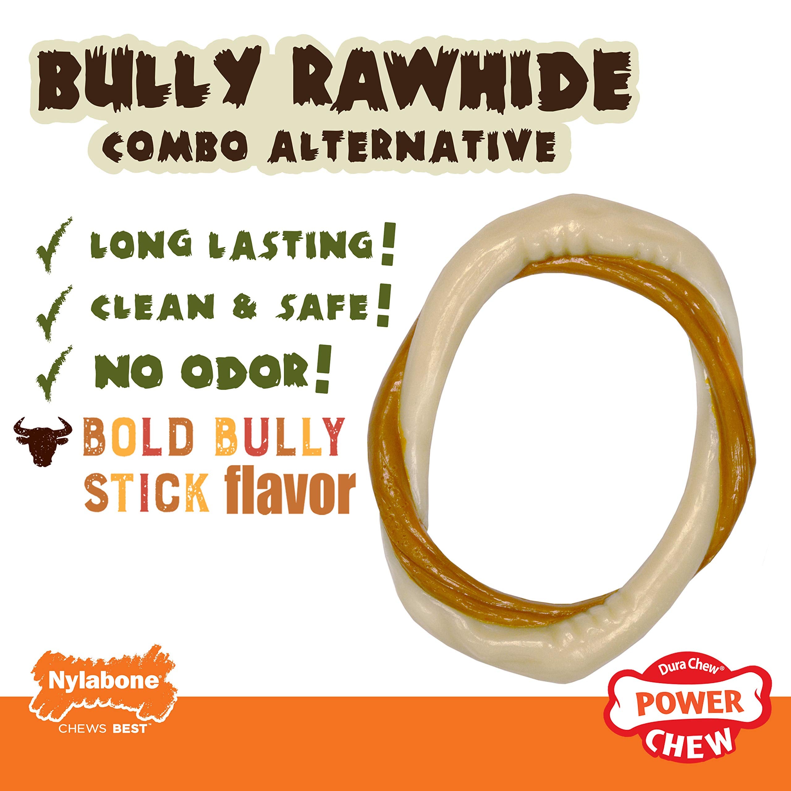 Nylabone Power Chew Alternative Bully Rawhide Combo Ring Bully Bully Stick Medium/Wolf (1 Count)