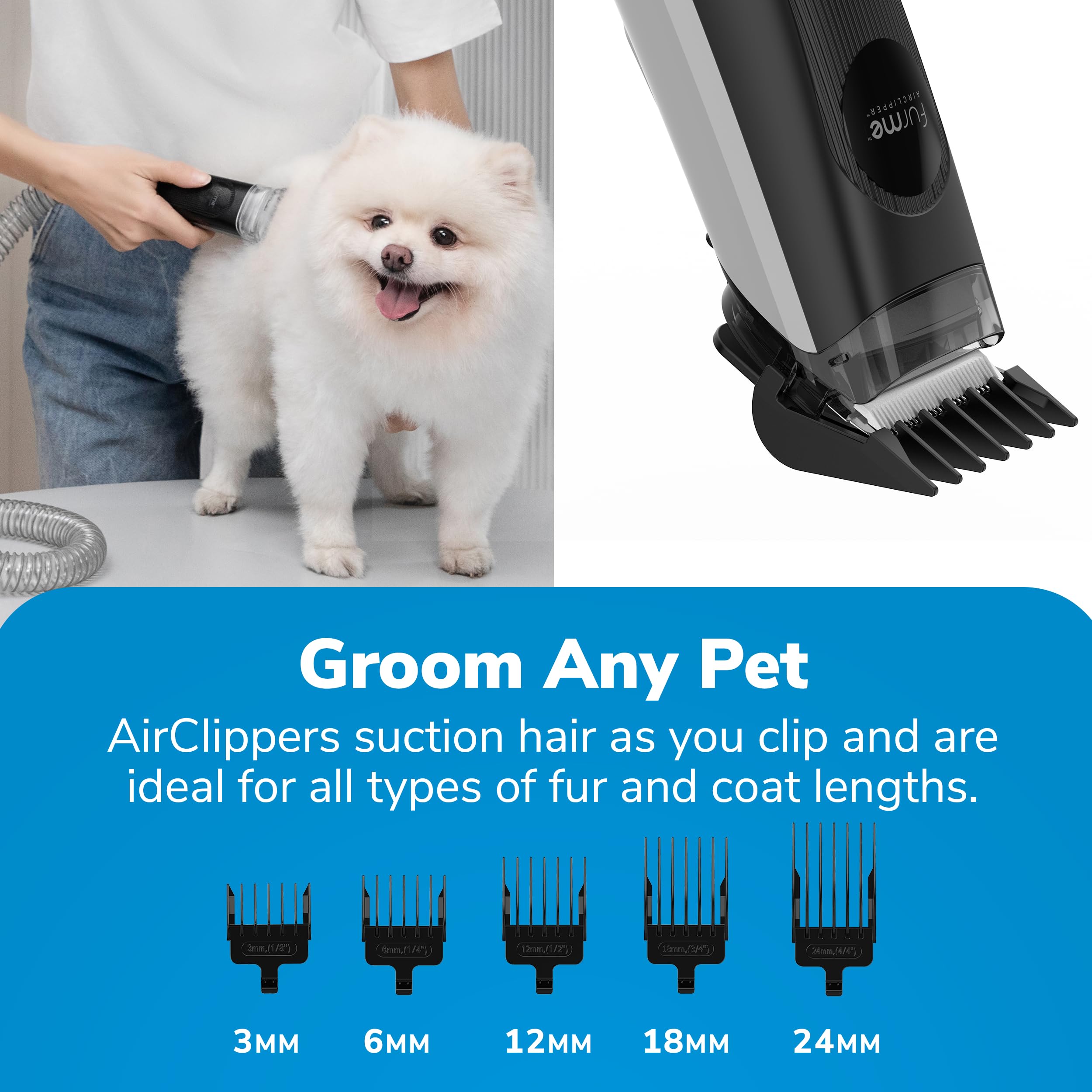 Furme Professional Pet Grooming Vacuum Kit - Cat & Dog Grooming Kit For Easy Pet Care At Home, Quiet & Safe Dog Hair Remover Machine With Brush, Clipper, Shedding & Cleaner Tools & 2L Canister